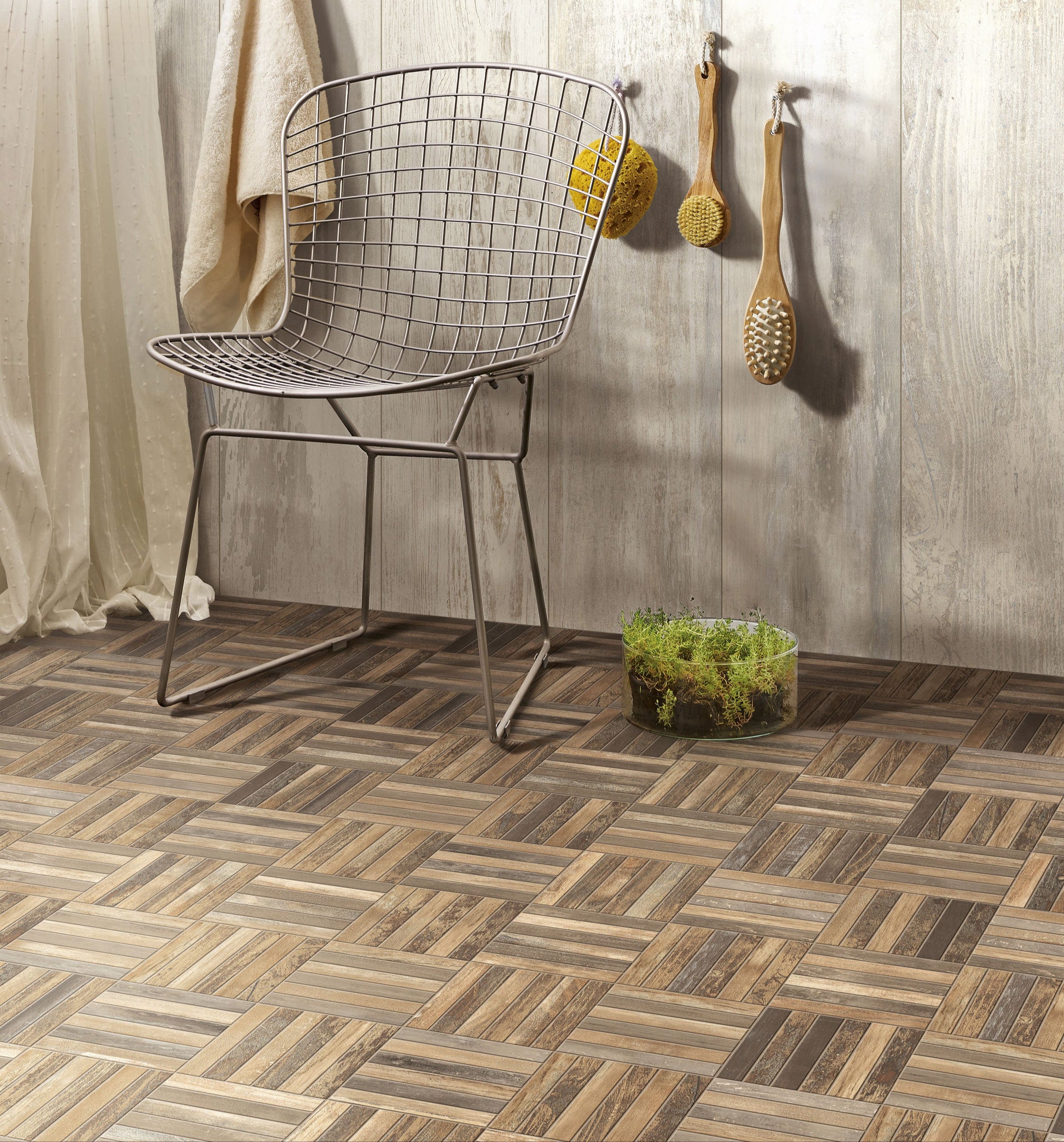 Loft 12x12 Matte Porcelain Mesh Strips Mosaic Tile in Multicolor