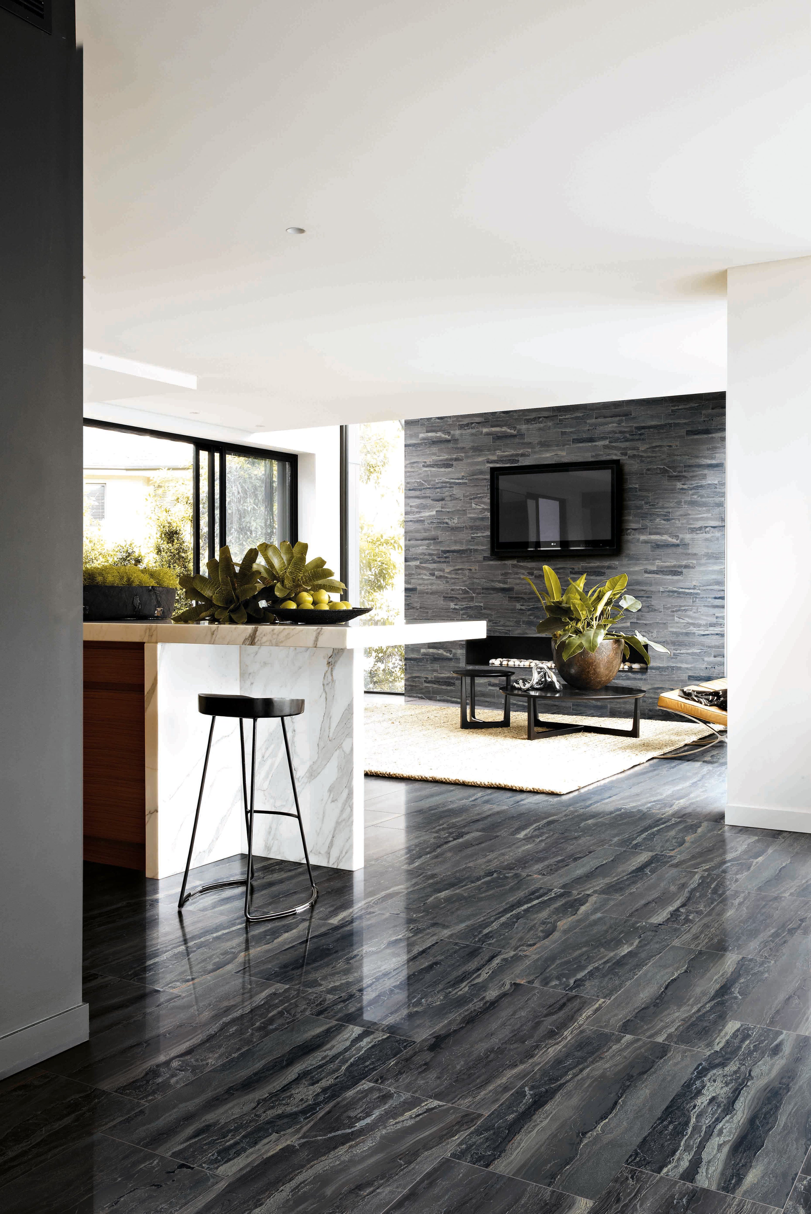 Breccia 3x12 Polished Porcelain Tile in Noir