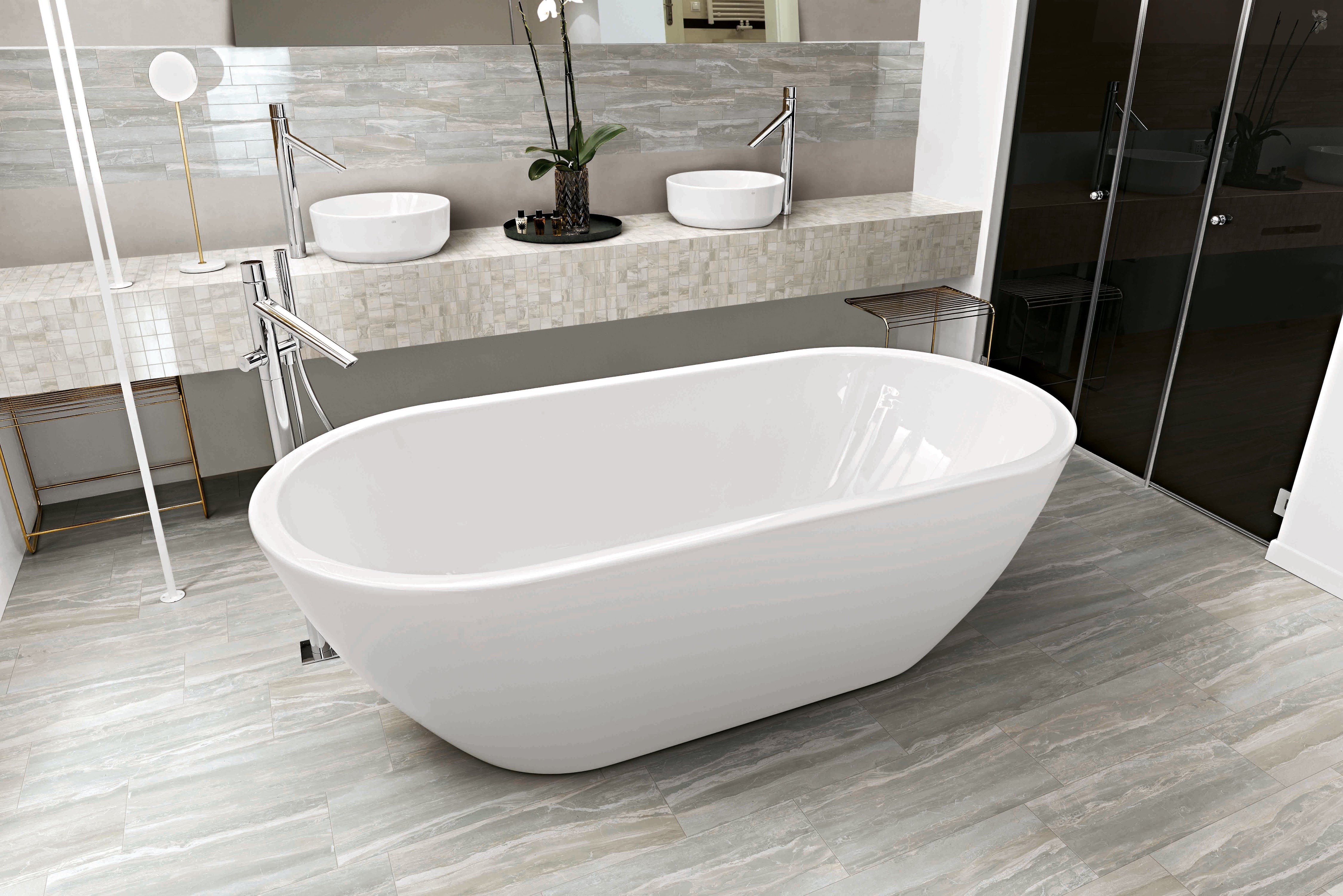 Breccia 2x2 Polished Porcelain Mesh Mosaic Tile in White