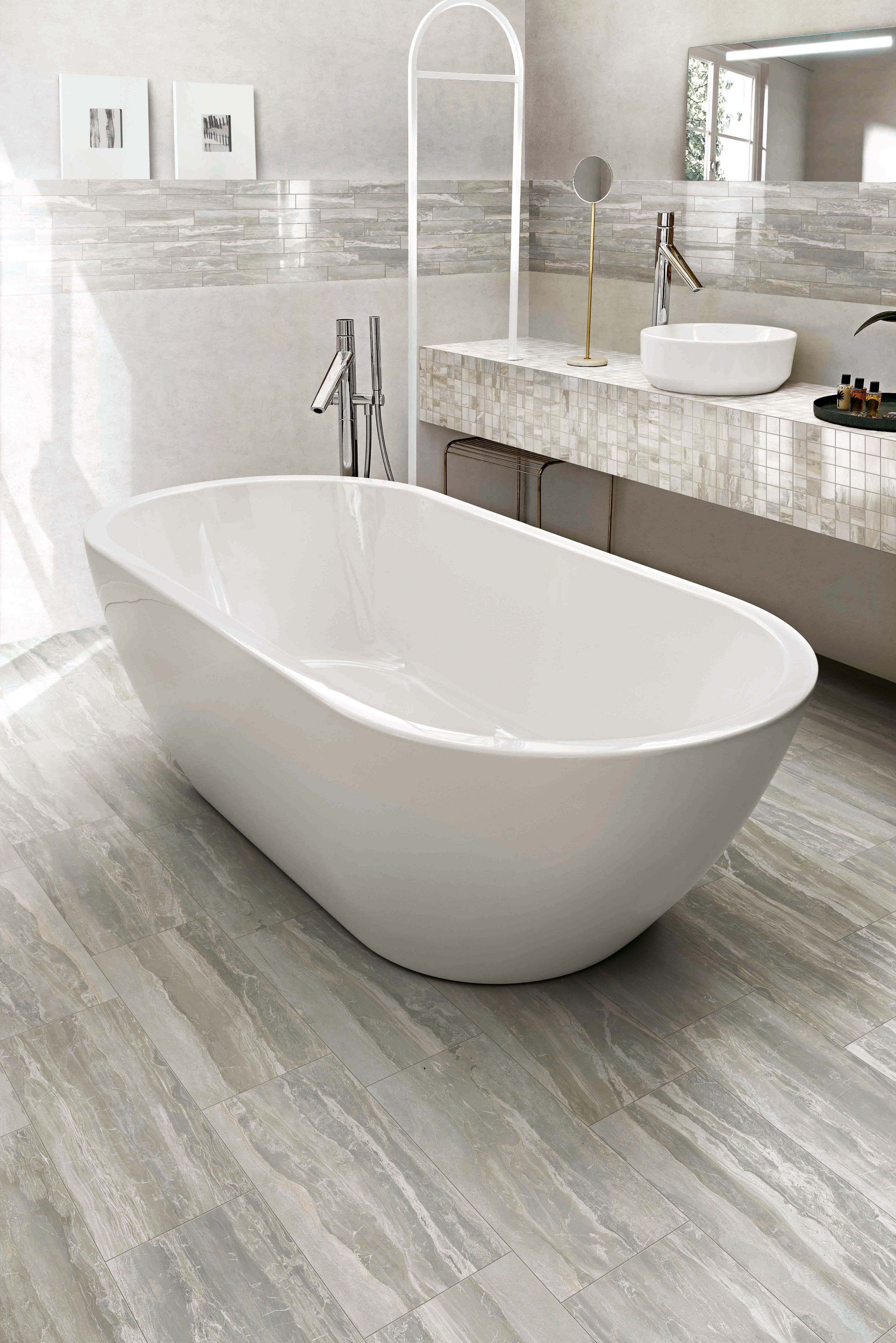 Breccia 2x2 Polished Porcelain Mesh Mosaic Tile in White