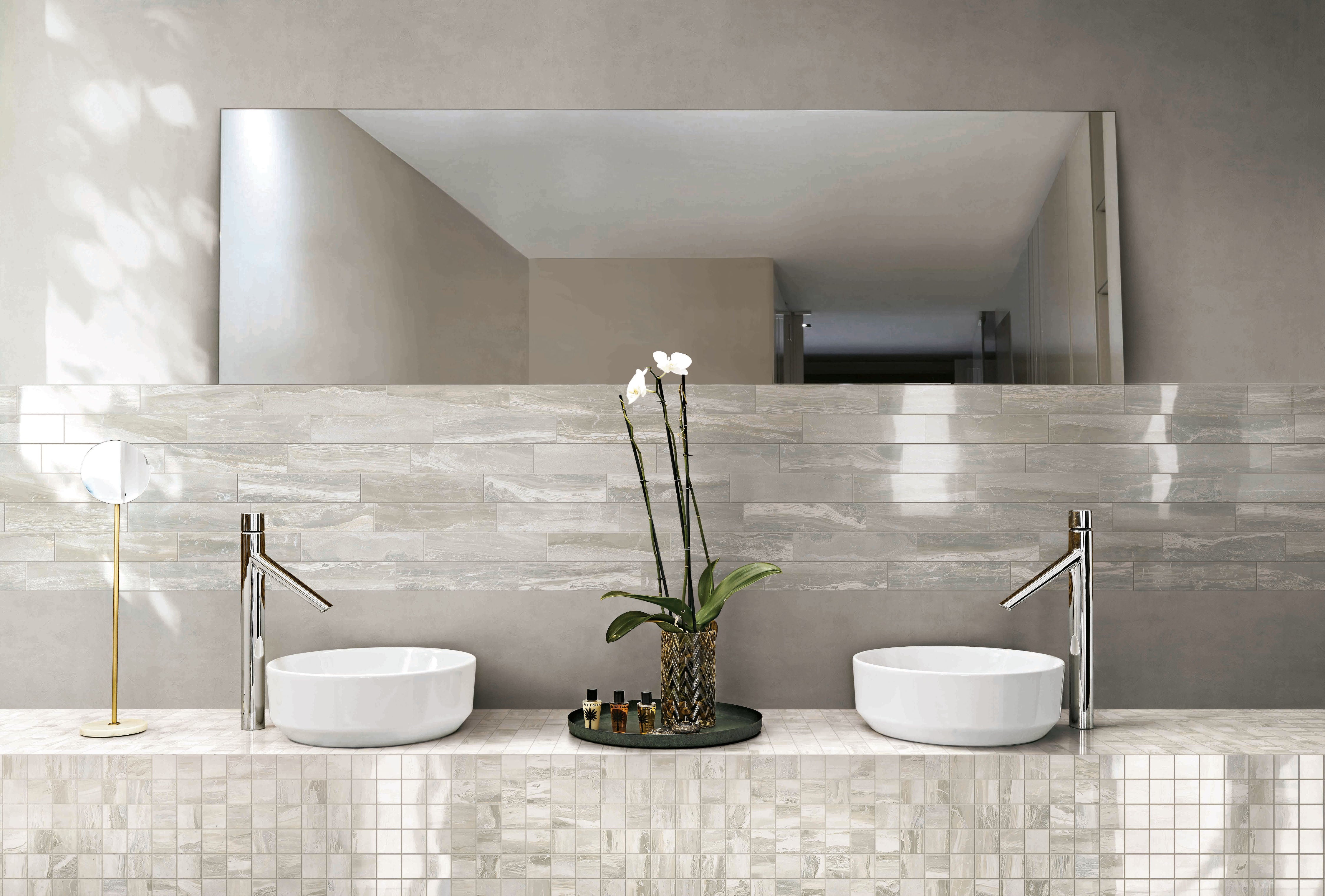 Breccia 2x2 Polished Porcelain Mesh Mosaic Tile in White