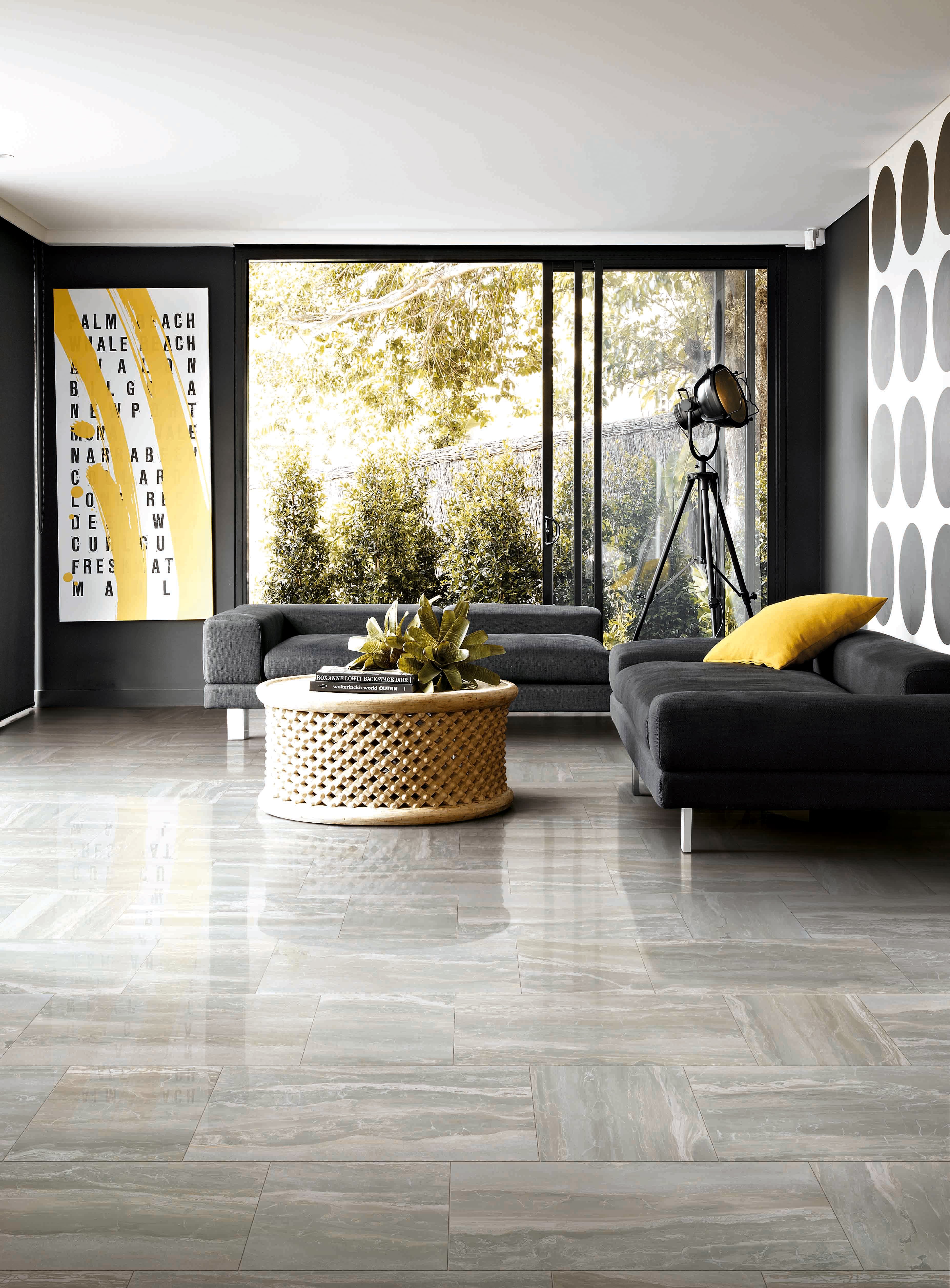 Breccia 12x12 Polished Porcelain Tile in Silver