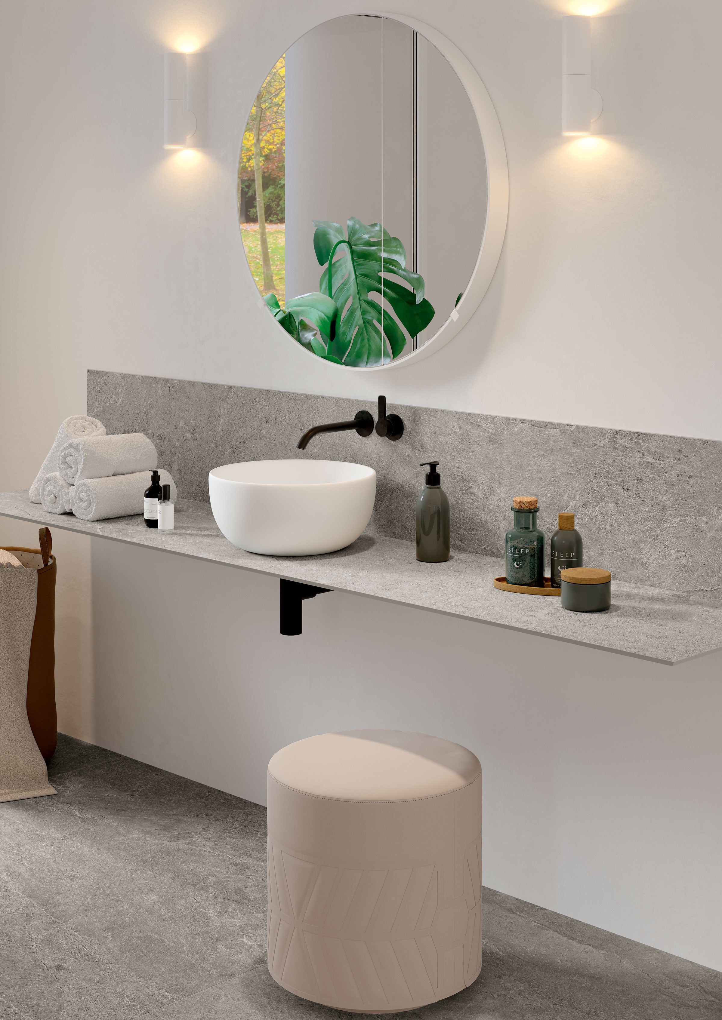 Farmhouse Living Pre-Fab 32x96 Matte Porcelain Tile in Millstone