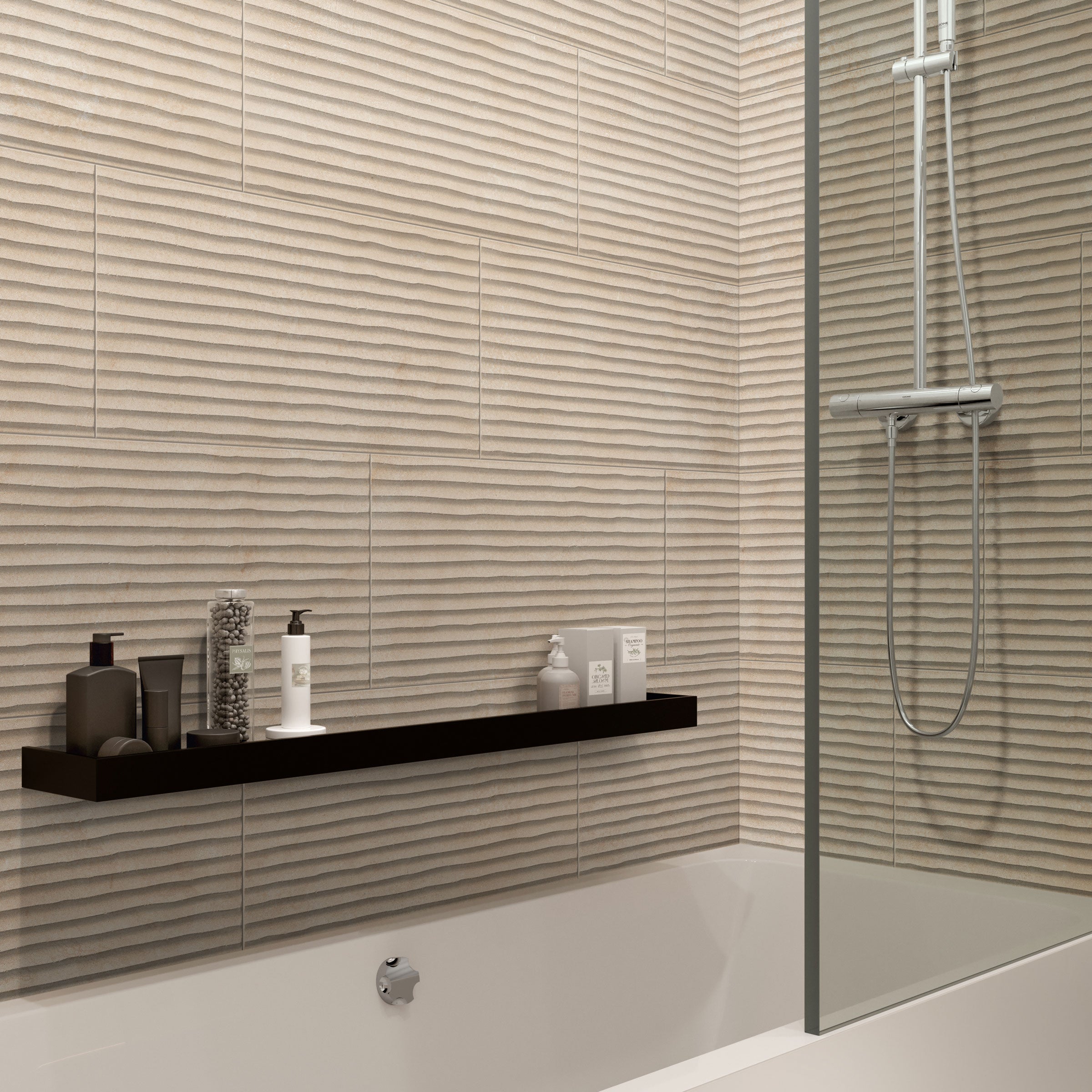 Earthen 12x24 Flute Porcelain Tile in Alabaster