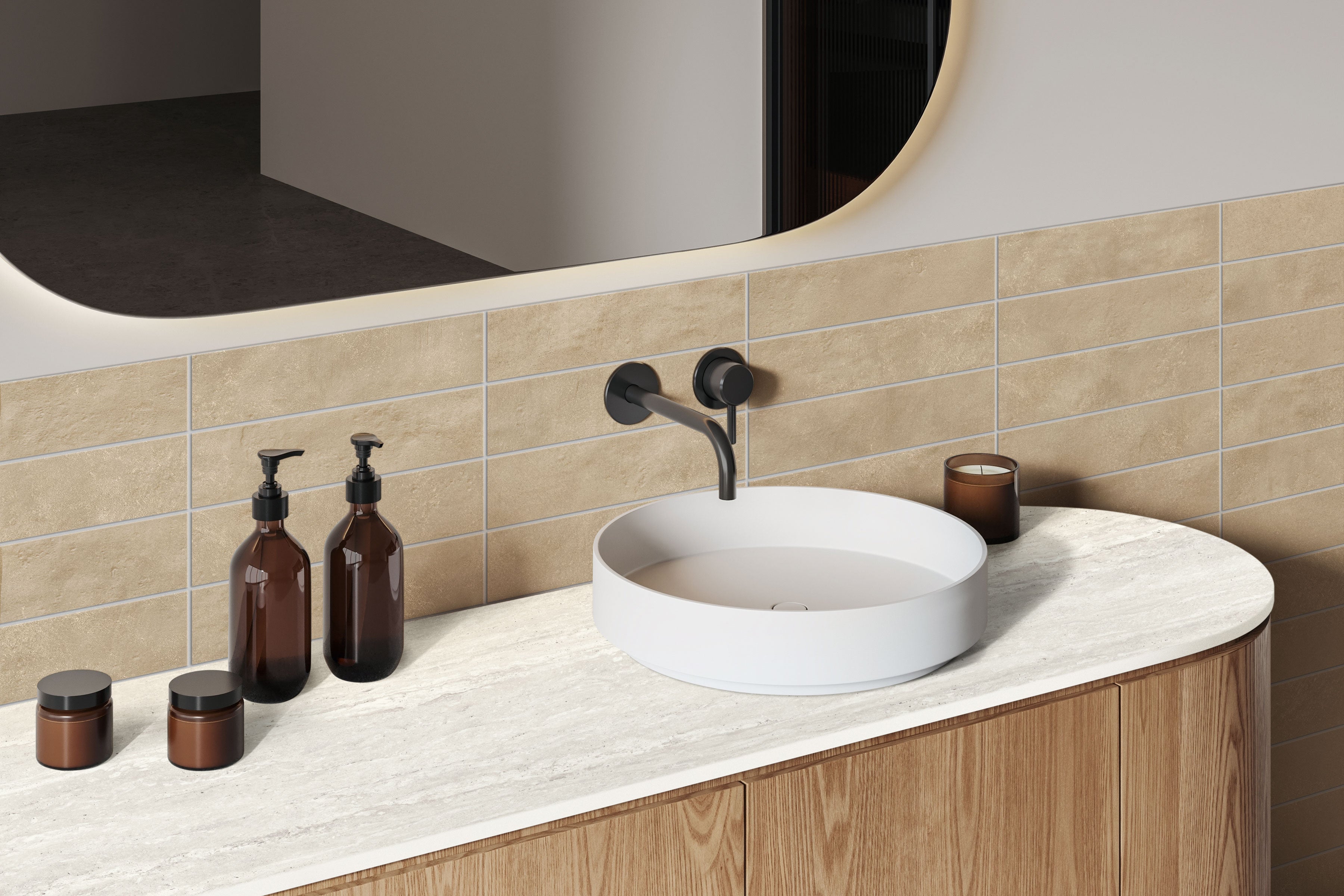 Earthen 3x12 Matte Porcelain Tile in Almond