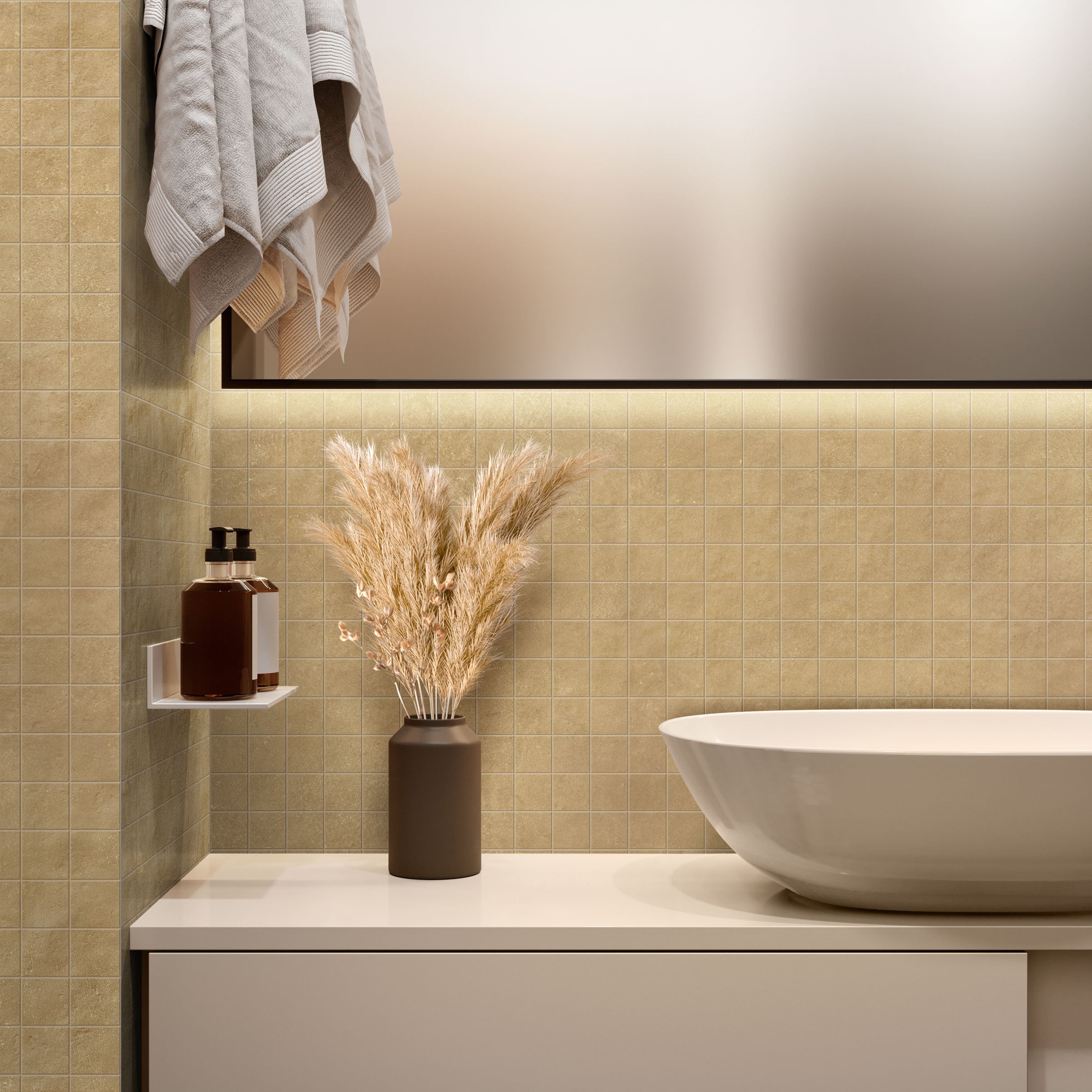 Earthen 2x2 Matte Porcelain Mesh Mosaic Tile in Buttercup