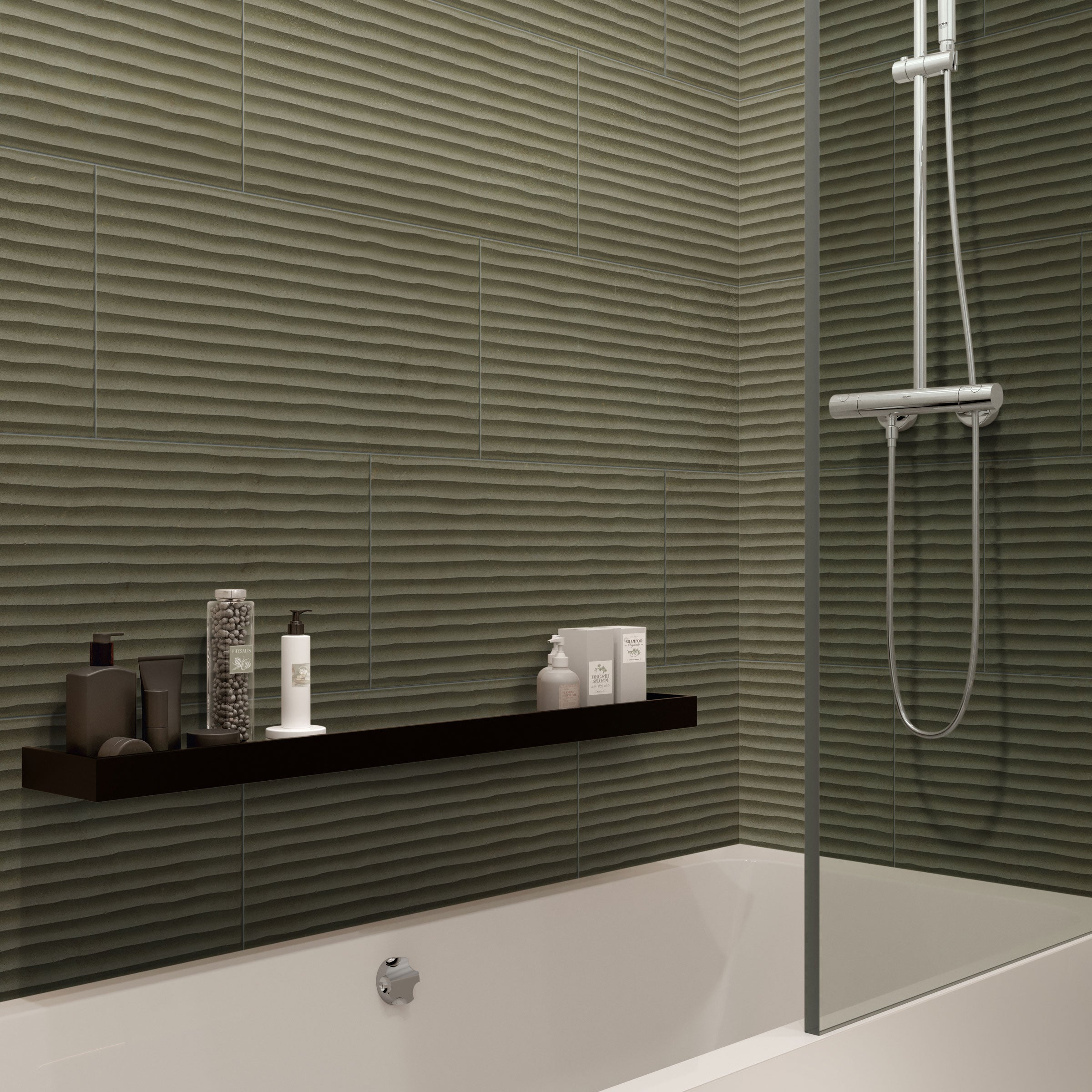 Earthen 12x24 Flute Porcelain Tile in Jade