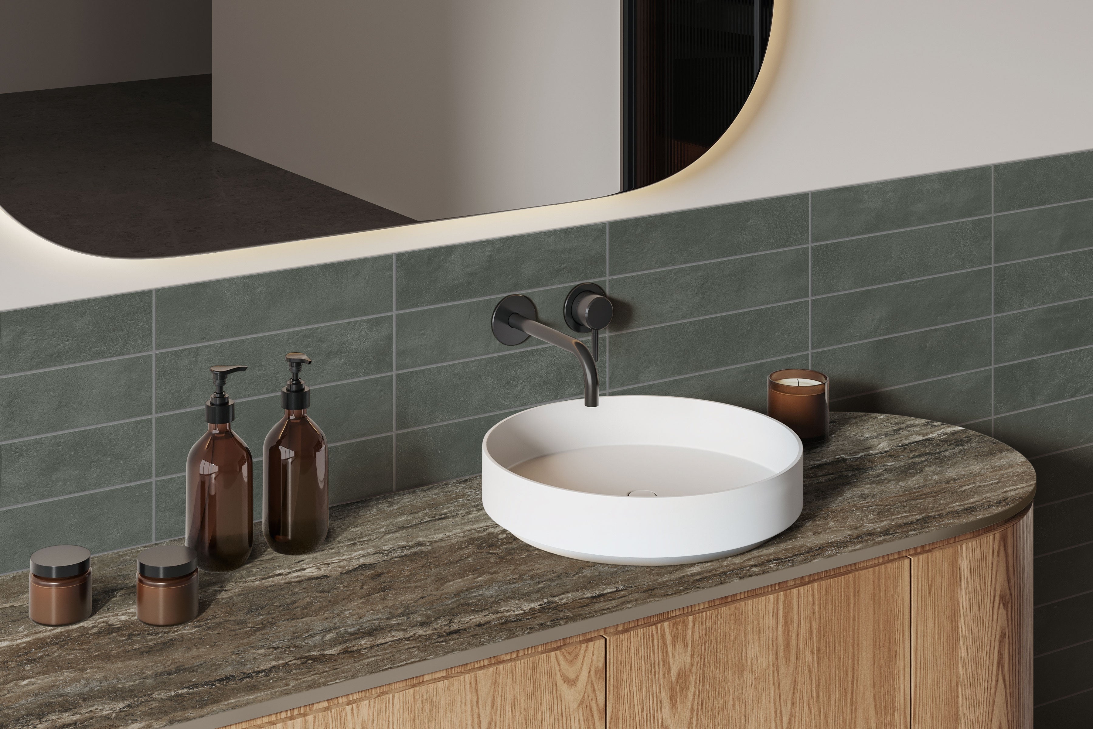 Earthen 3x12 Matte Porcelain Tile in Marine