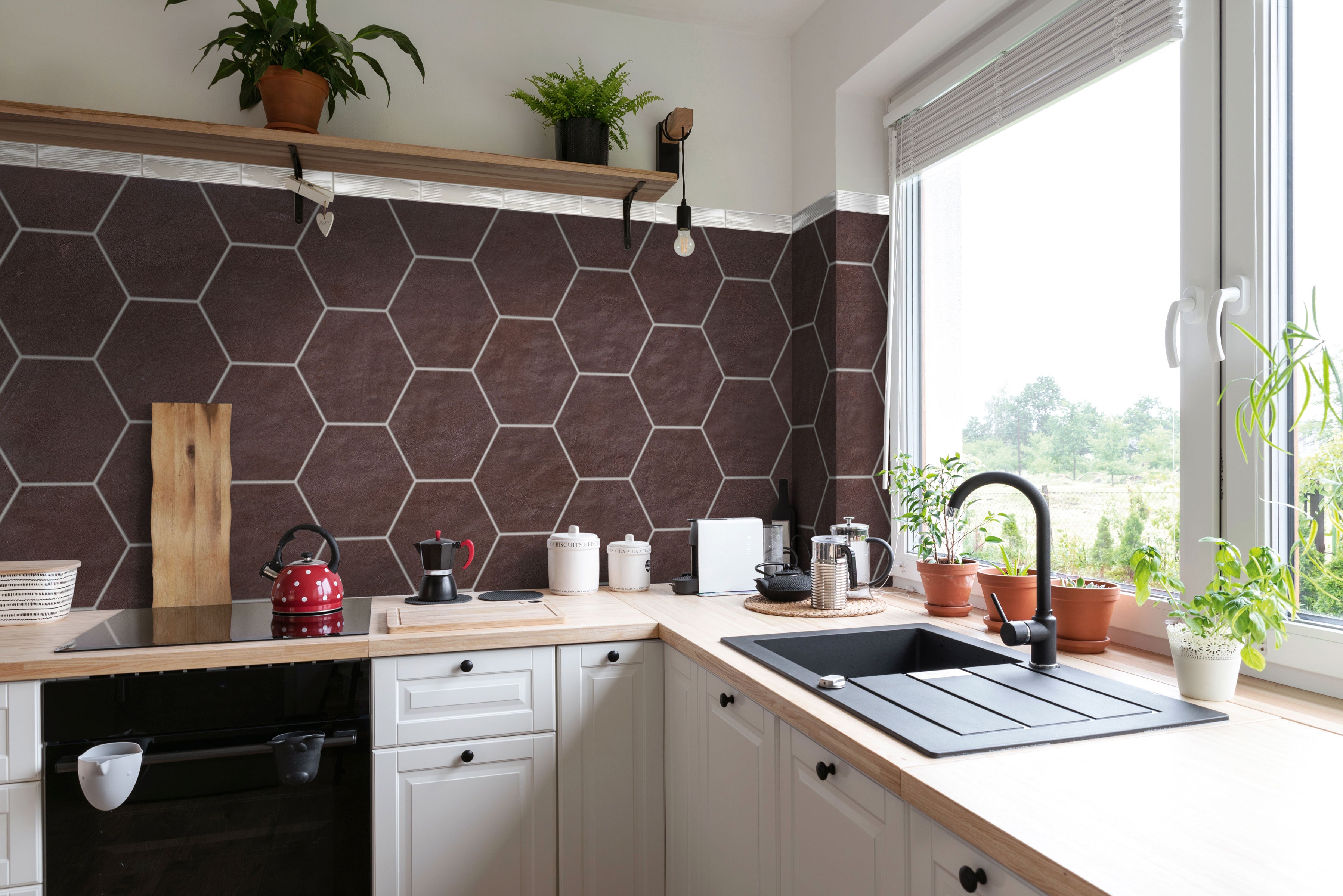 Earthen 10x10 Matte Hexagon Porcelain Tile in Marron