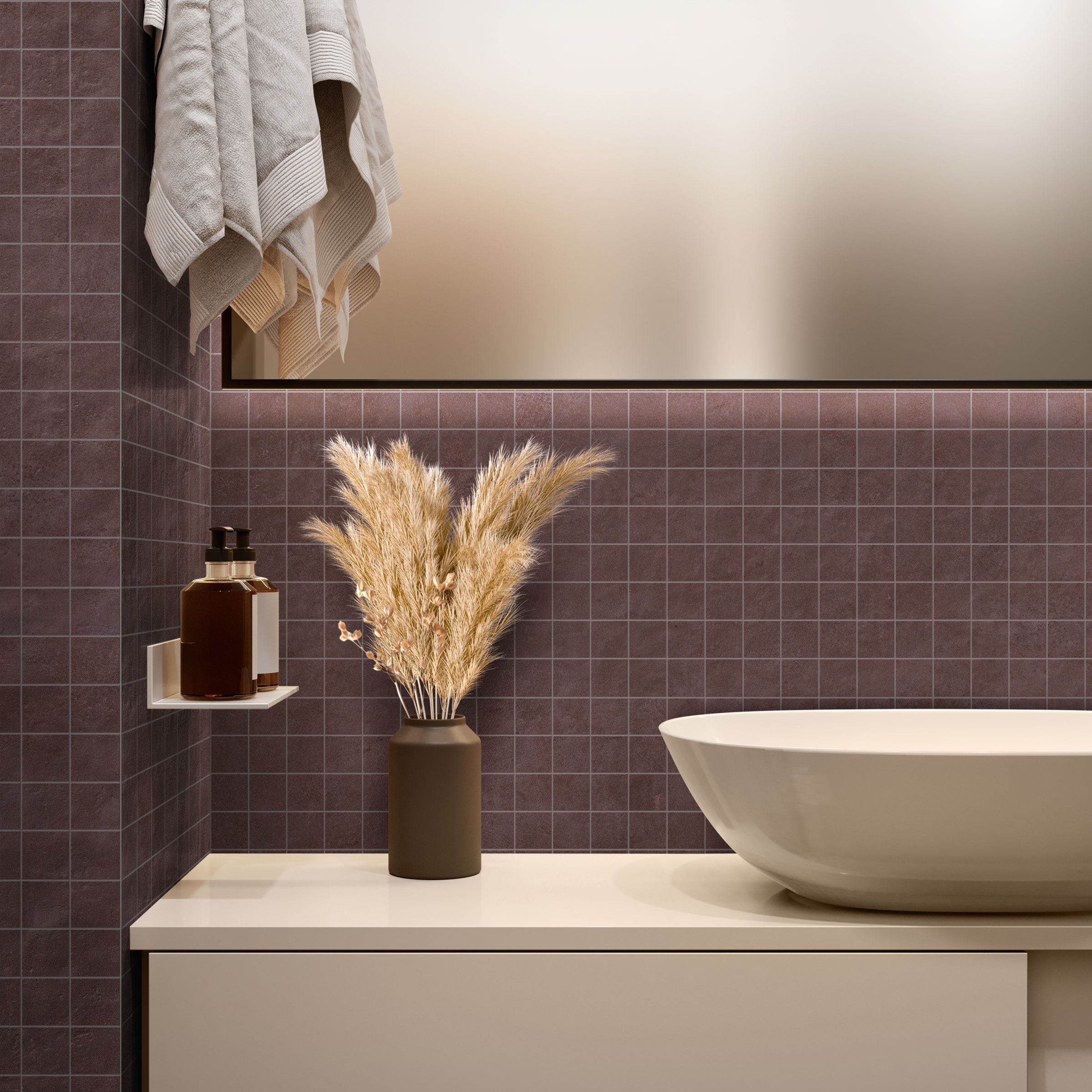 Earthen 2x2 Matte Porcelain Mesh Mosaic Tile in Marron