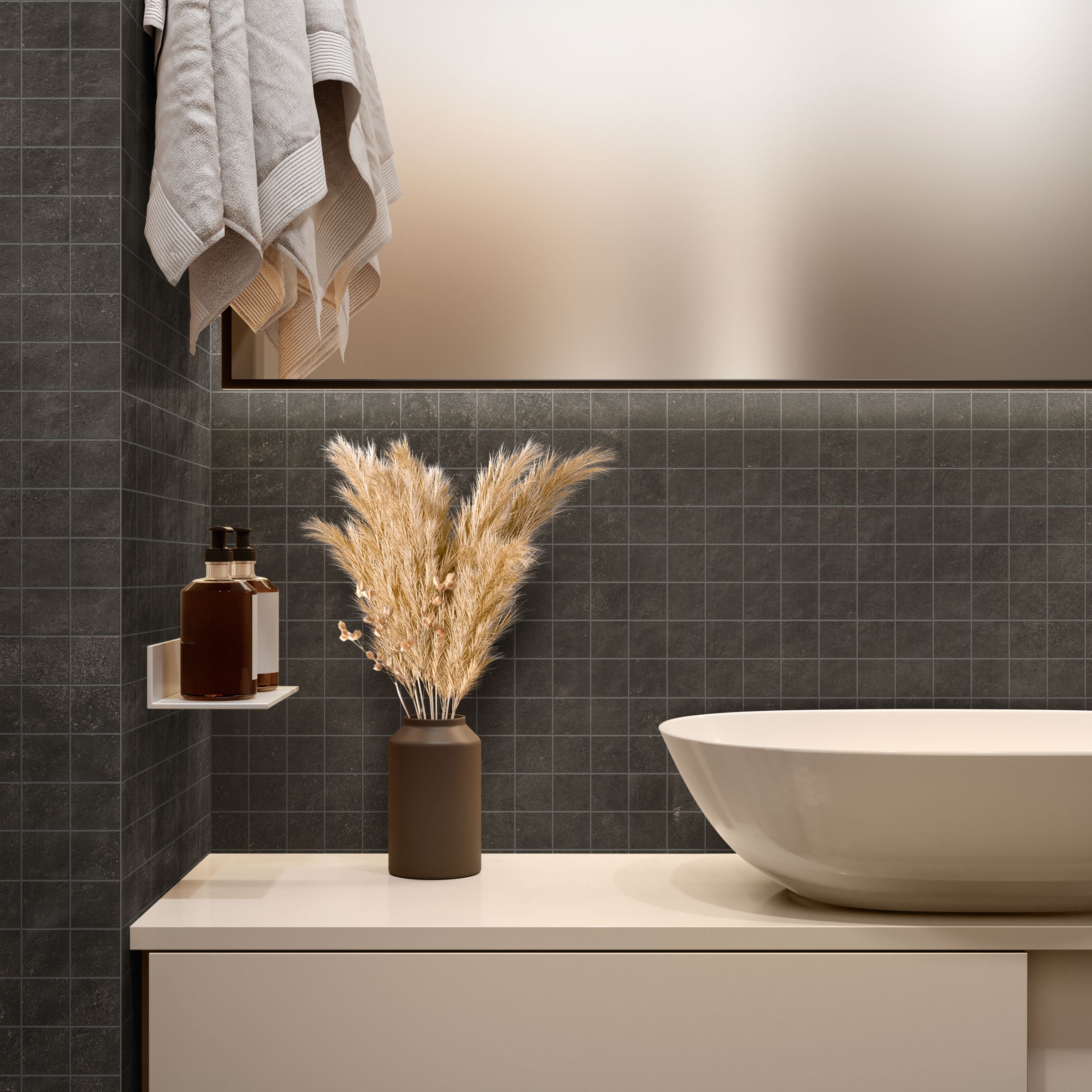 Earthen 2x2 Matte Porcelain Mesh Mosaic Tile in Moka