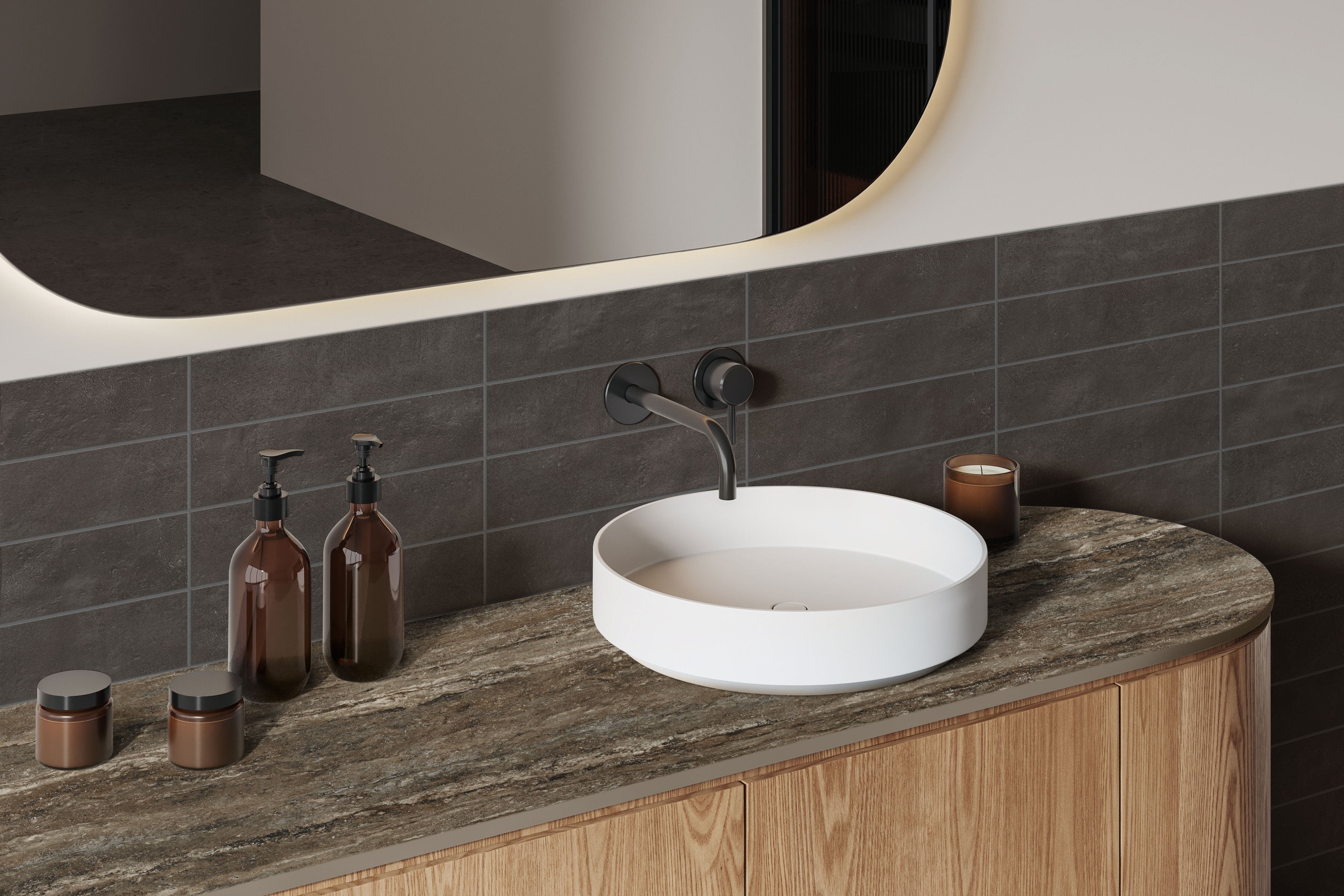 Earthen 3x12 Matte Porcelain Tile in Moka