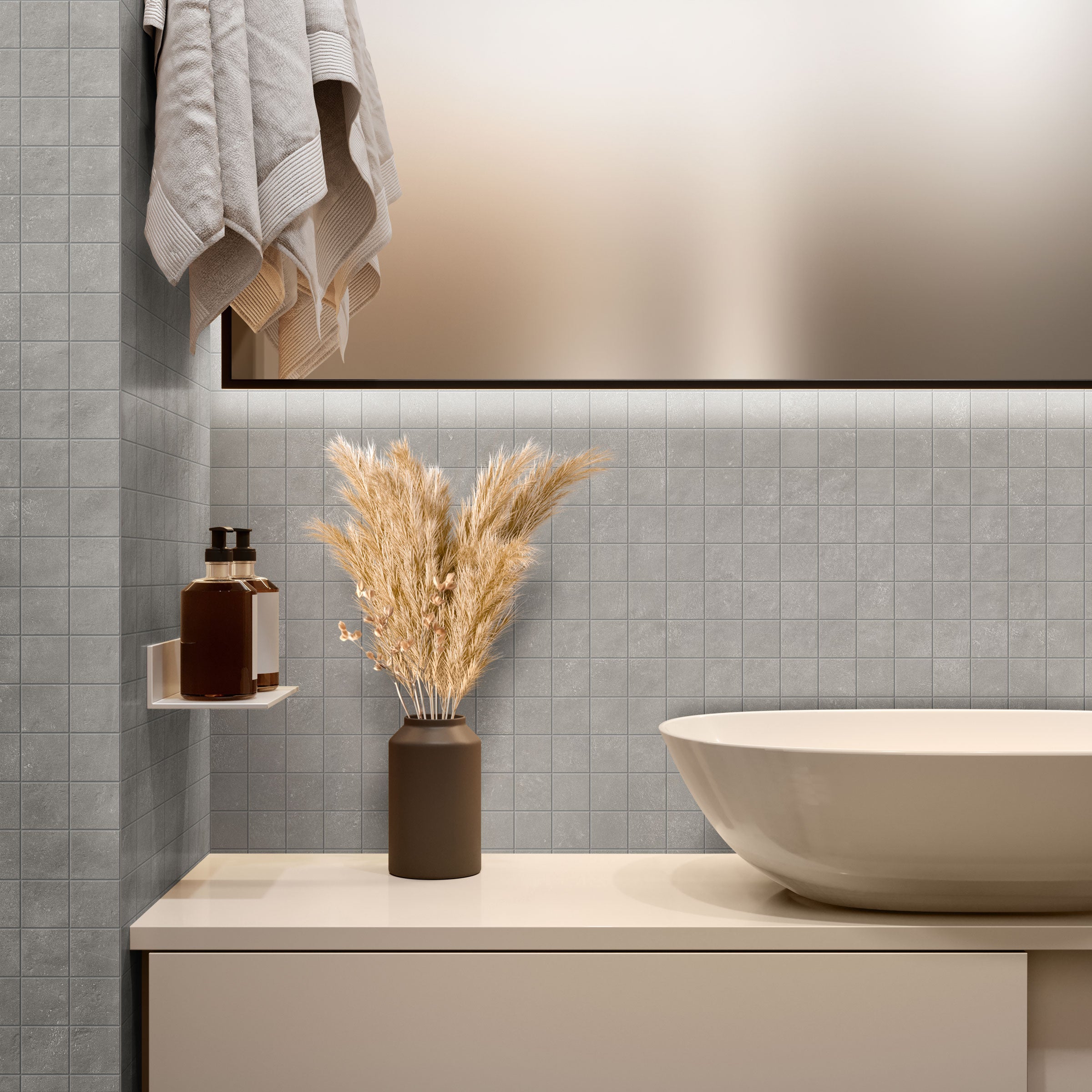 Earthen 2x2 Matte Porcelain Mesh Mosaic Tile in Smoke