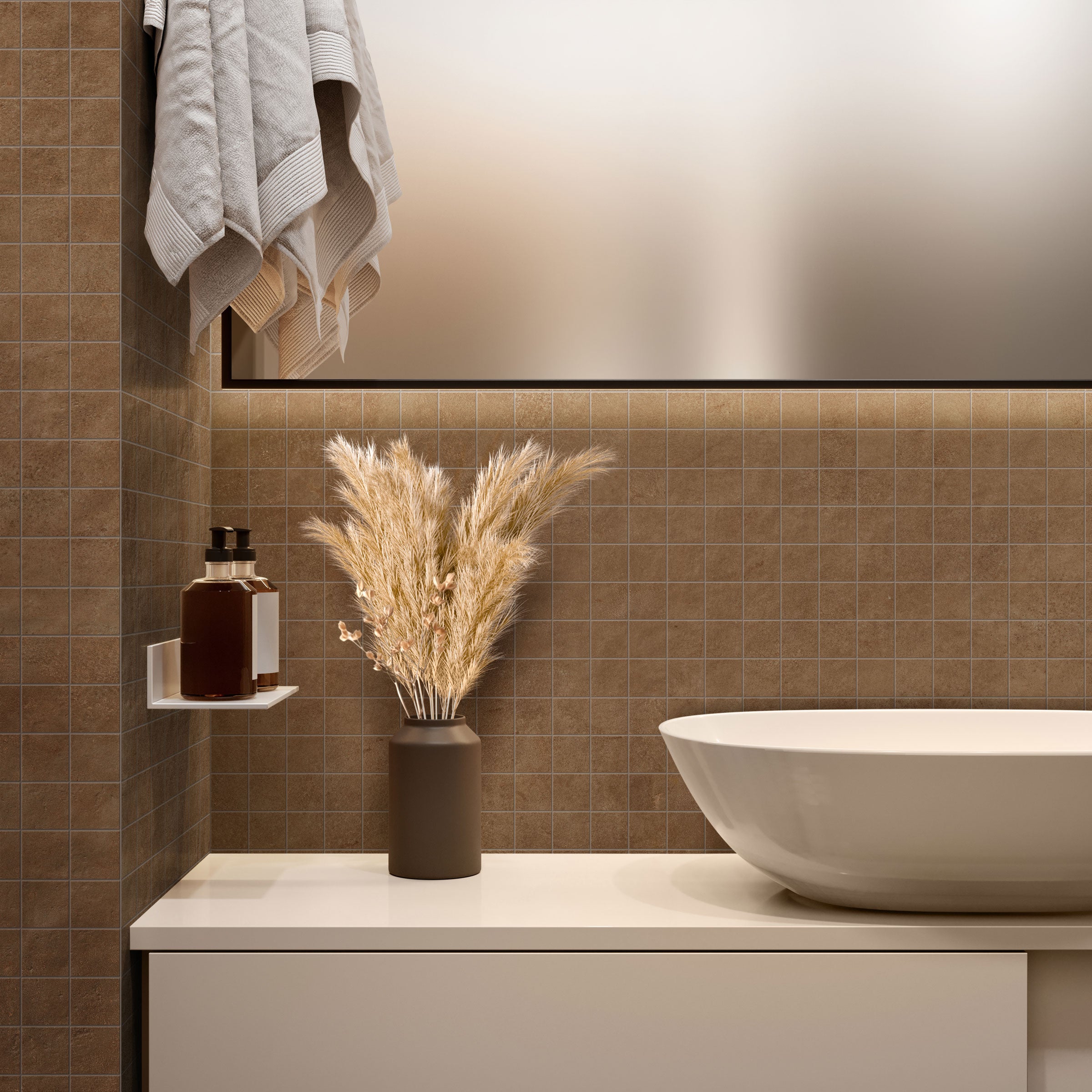 Earthen 2x2 Matte Porcelain Mesh Mosaic Tile in Terracotta