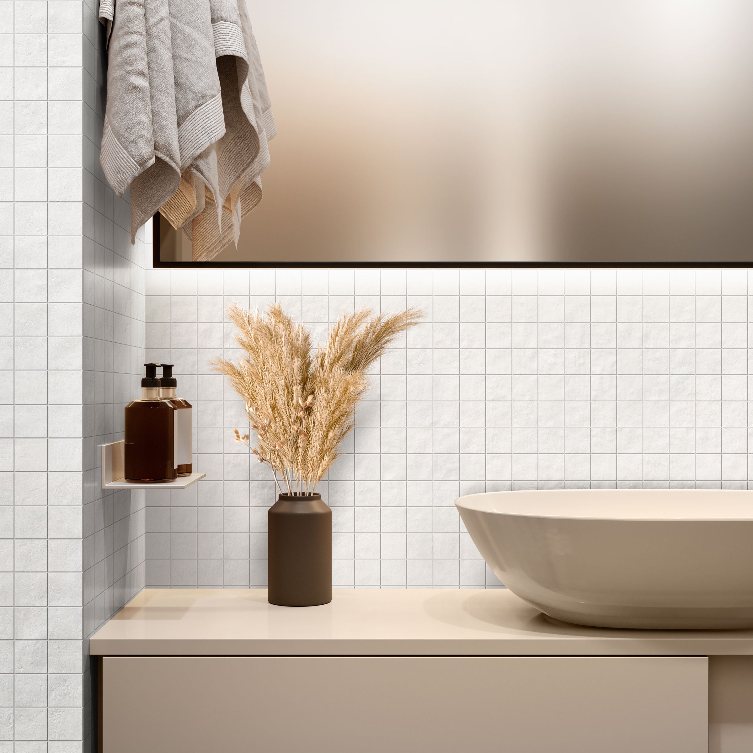 Earthen 2x2 Matte Porcelain Mesh Mosaic Tile in Whisper