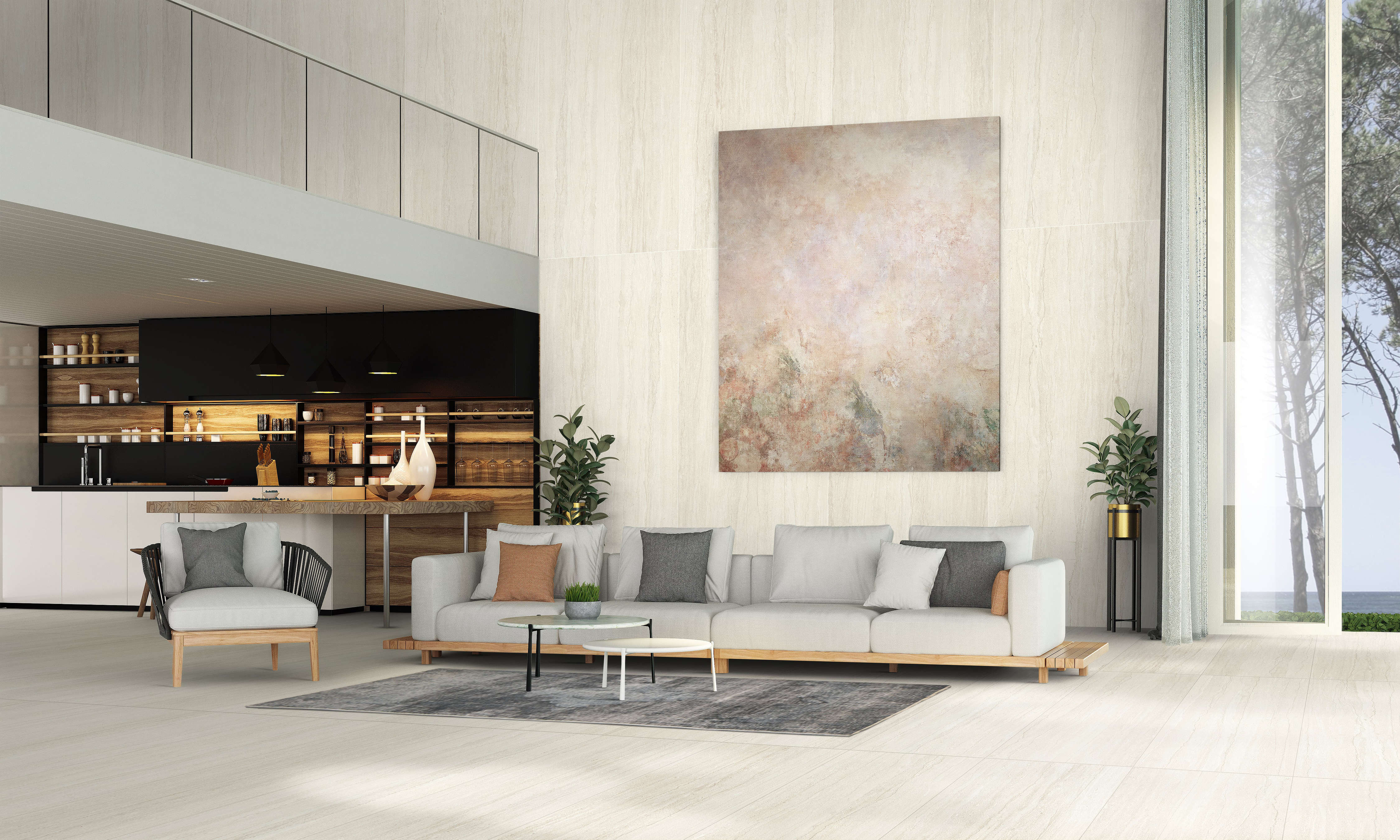 EcoStone 24x48 Matte Porcelain Tile in Vein-Cut Fog