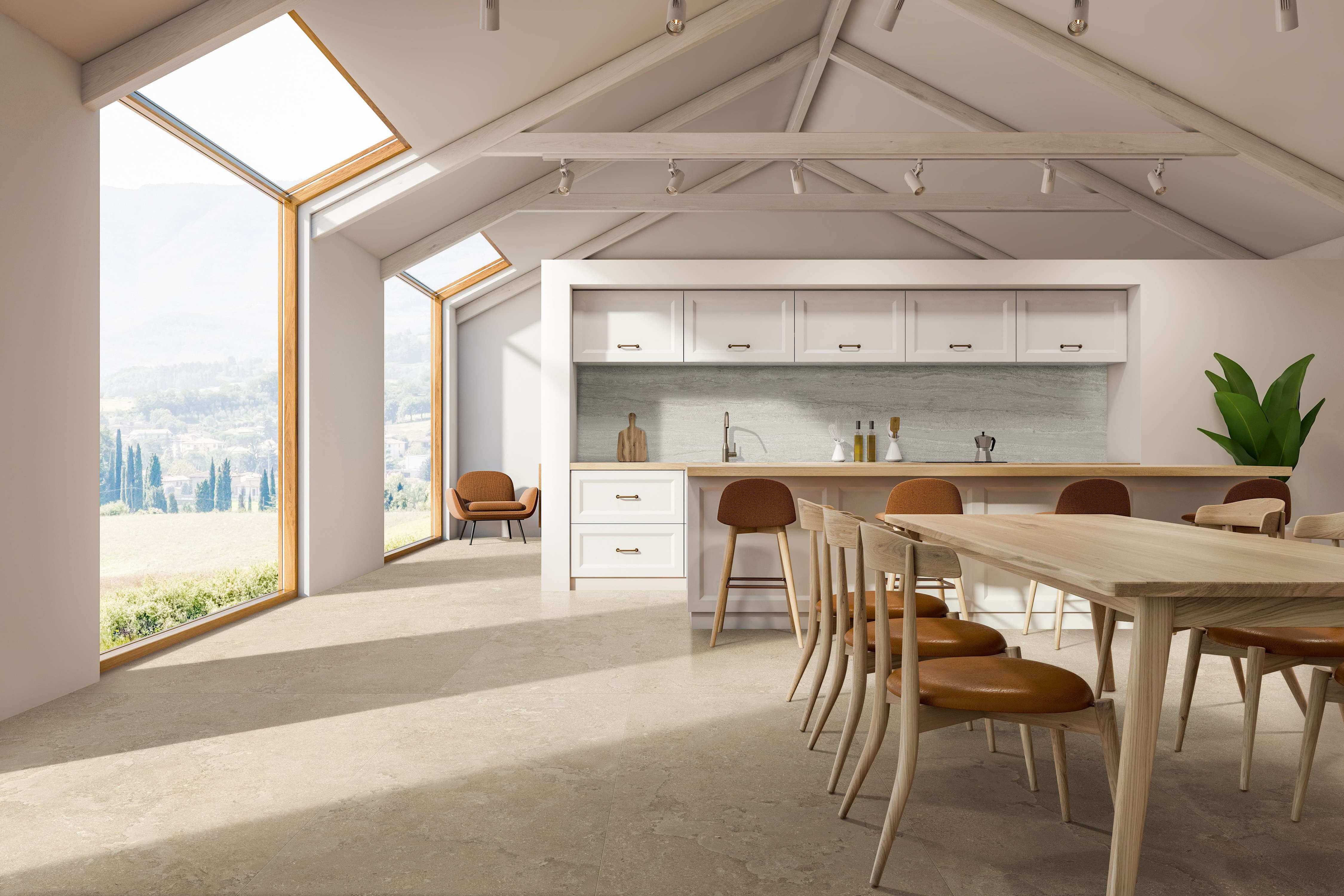 EcoStone 24x48 Matte Porcelain Tile in Cross-Cut Jute