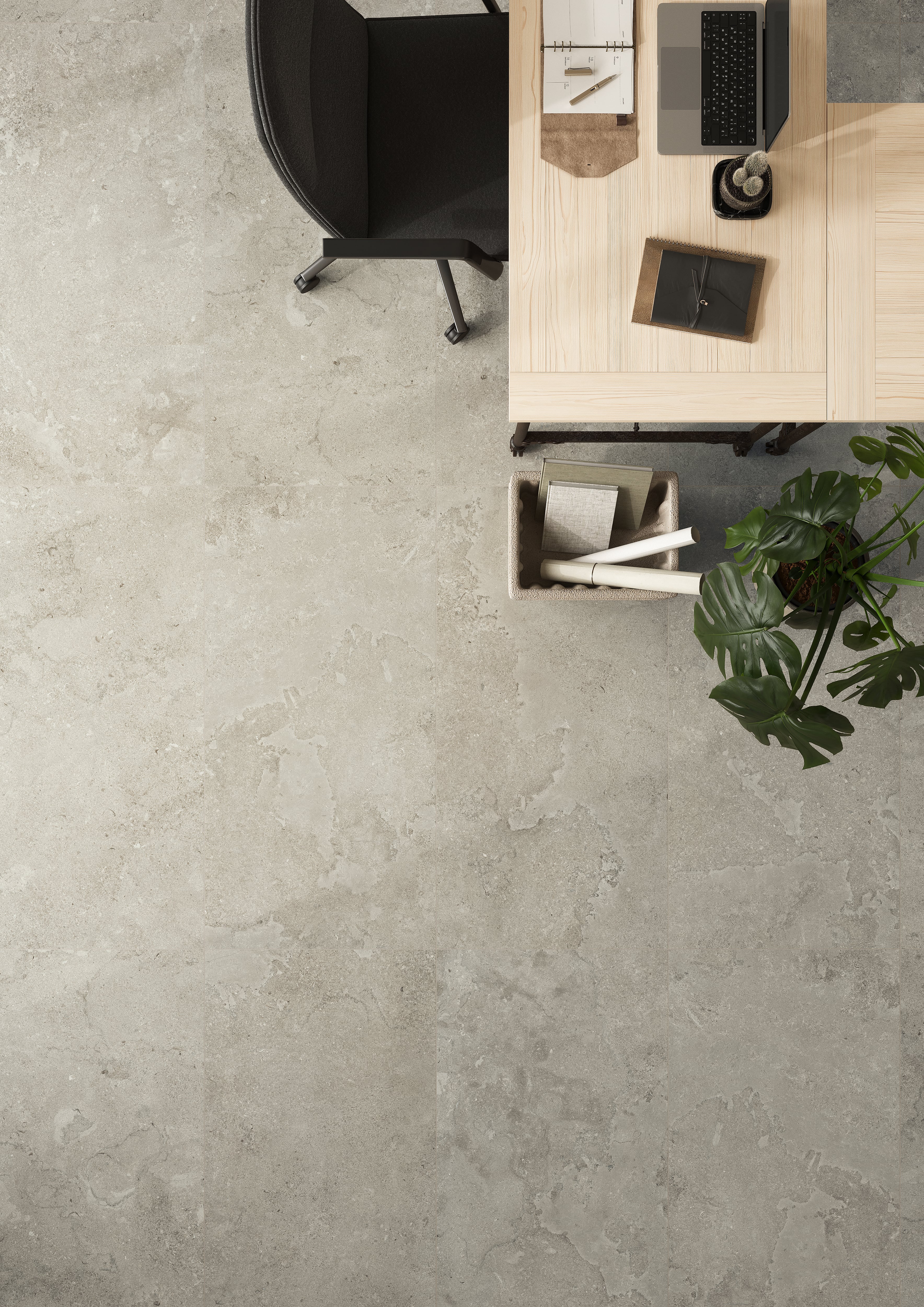 EcoStone 24x48 Matte Porcelain Tile in Cross-Cut Mist