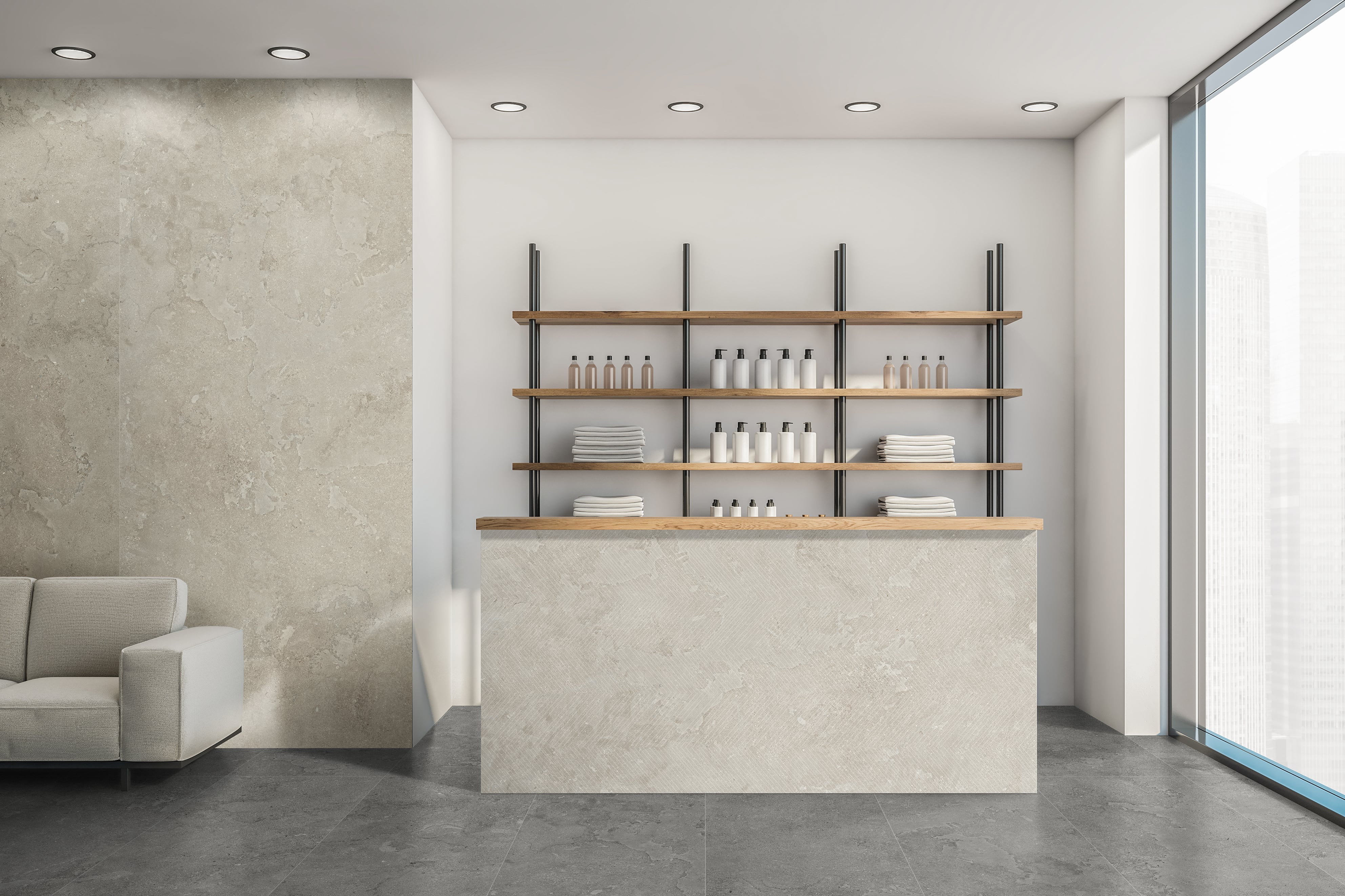 EcoStone 48x110 Matte Porcelain Tile in Cross-Cut Mist