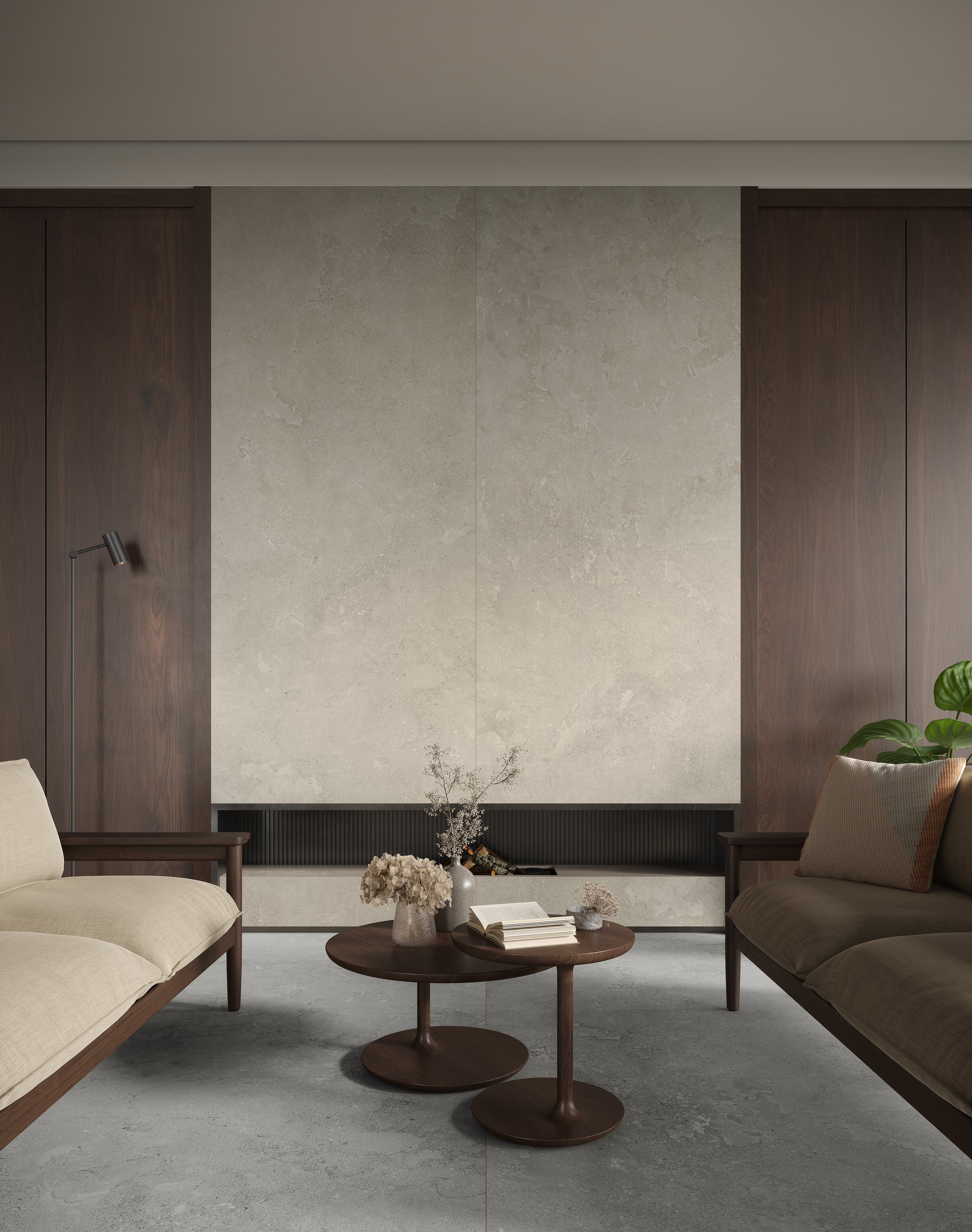EcoStone 48x48 Matte Porcelain Tile in Cross-Cut Fossil