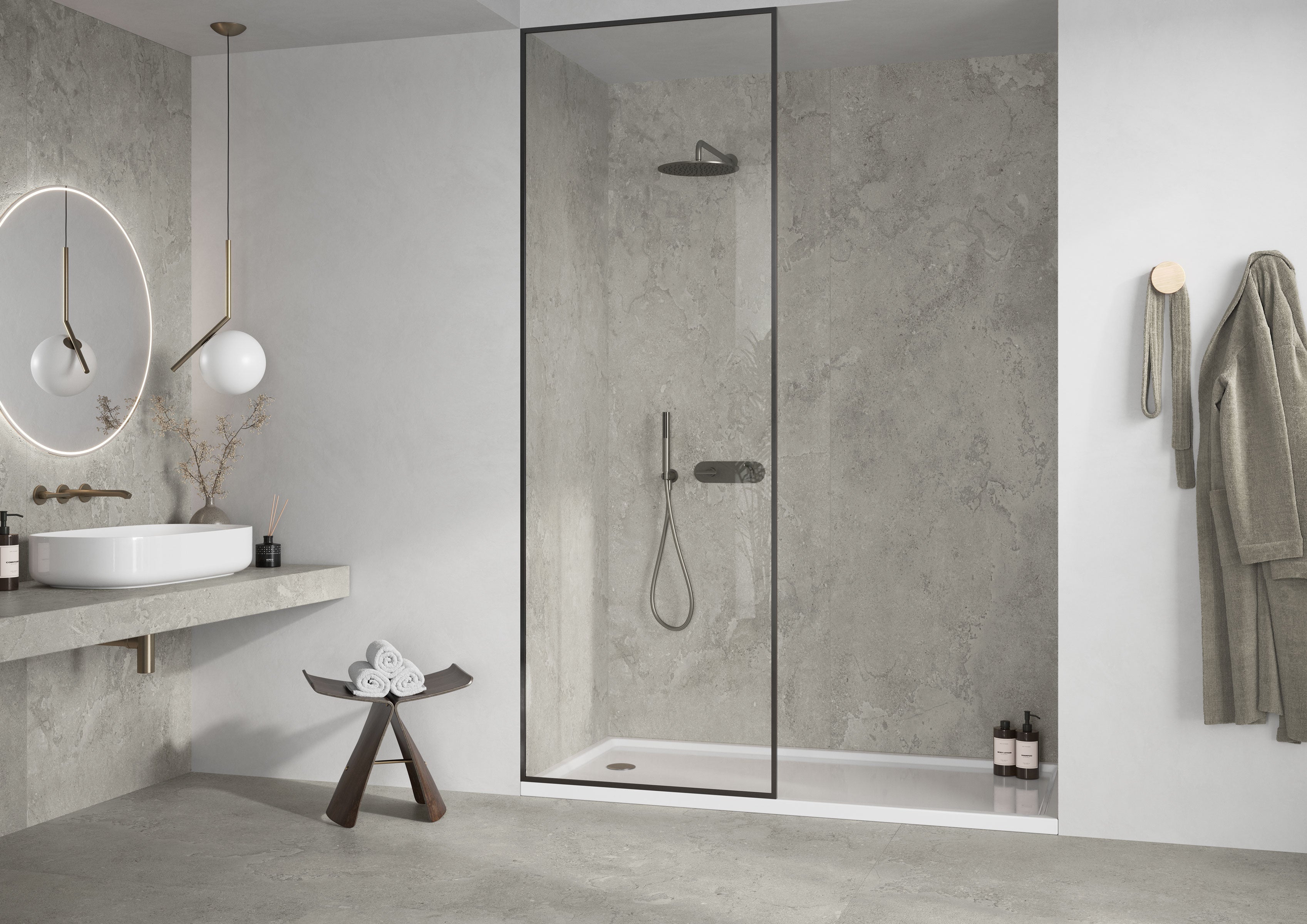 EcoStone Pre-Fab 32x96 Matte Porcelain Tile in Fossil Cross Cut