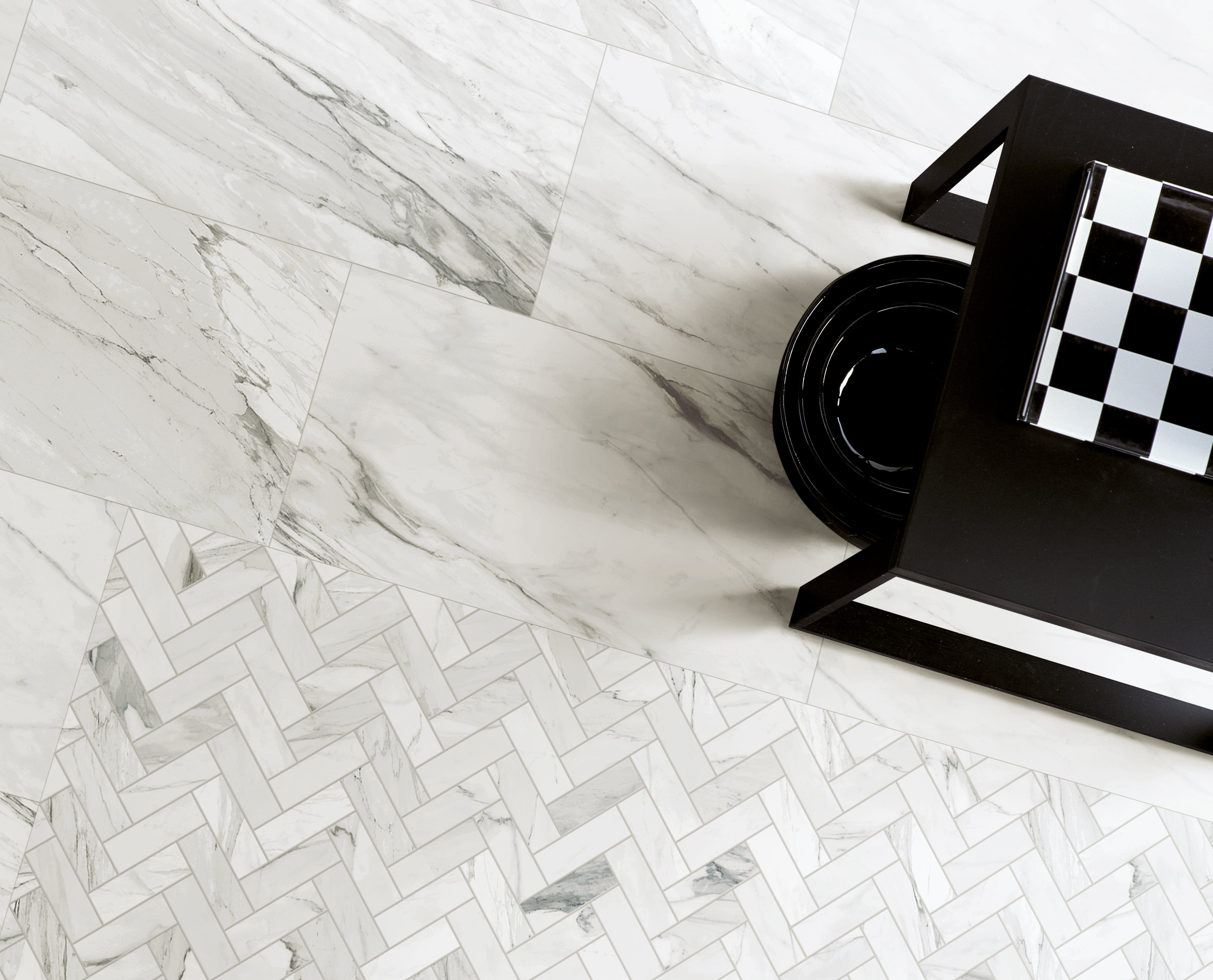 Epic 12x15 Matte Porcelain Herringbone Mesh Mosaic Tile in Apuano