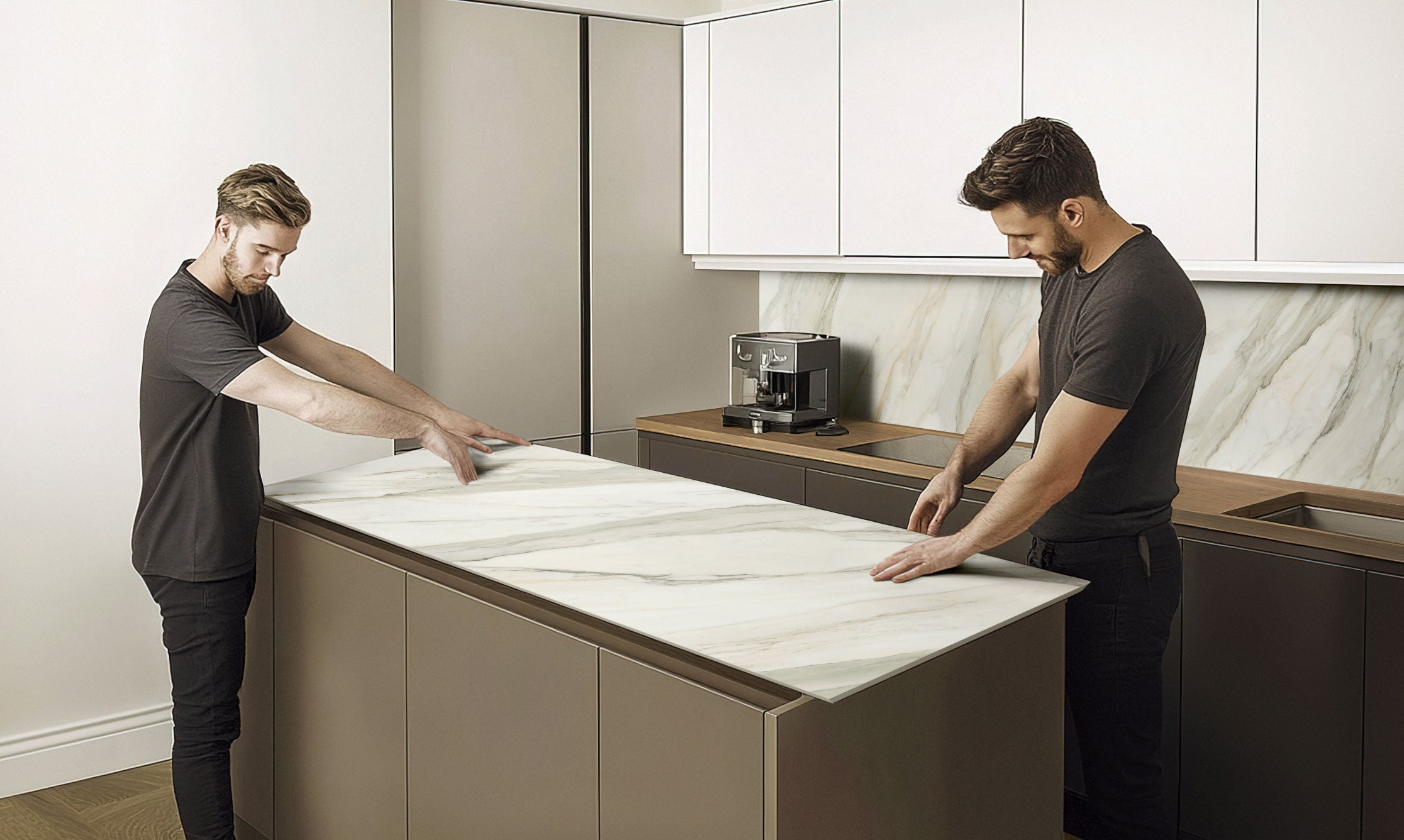 JEM Pre-Fab 32x96 Matte Porcelain Tile in Aria Gold