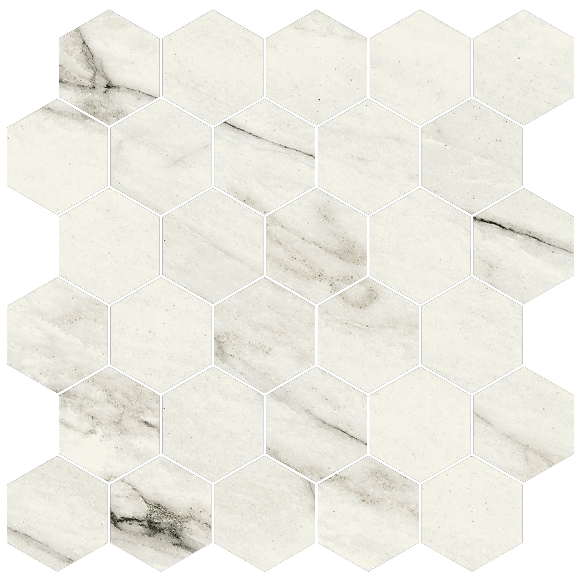 JEM 2x2 Polished Porcelain Hexagon Mesh Mosaic Tile in Forte White