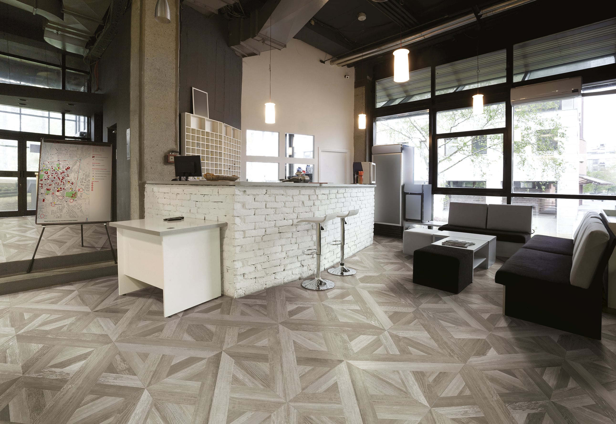 Loft 24x24 Matte Porcelain Tile in Smoke Basketweave