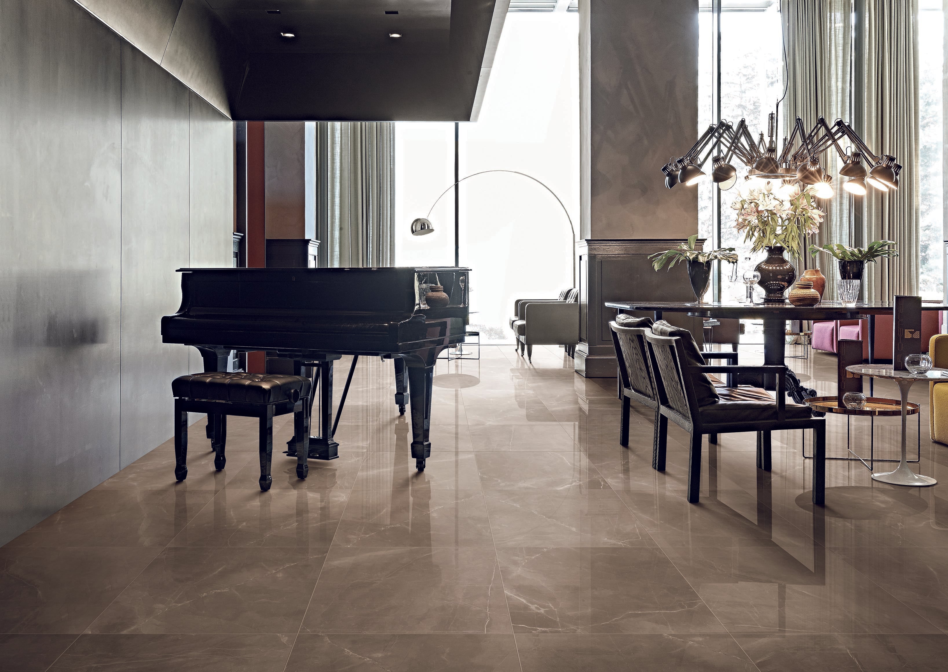 Luxury 24x24 Polished Porcelain Tile in Amani Bronze