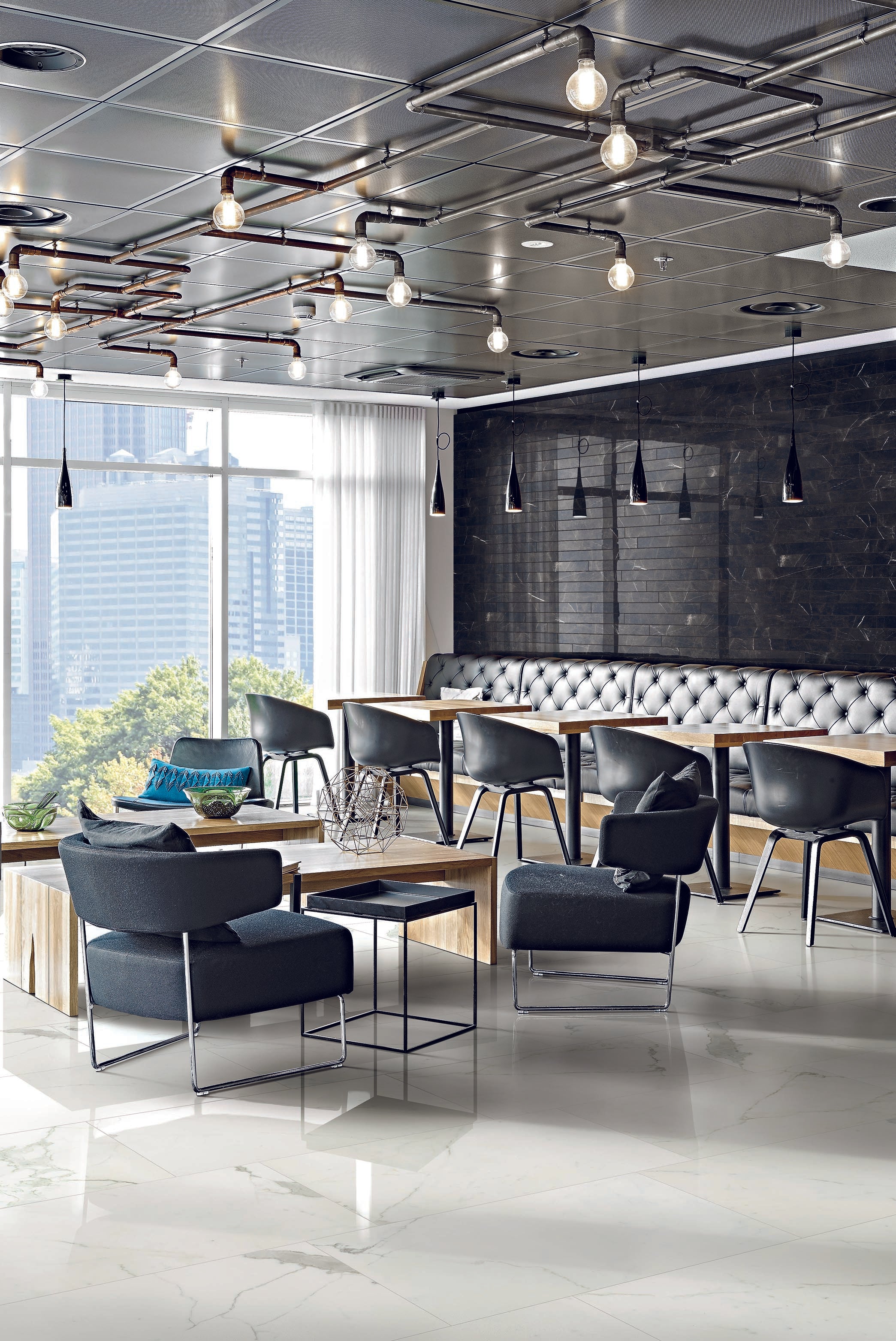 Luxury 3x12 Polished Porcelain Tile in Nero Marquina