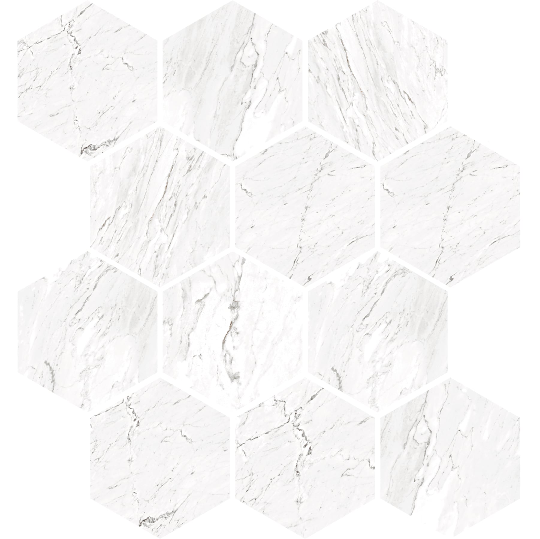 Marbles 3x3 Matte Porcelain Hexagon Mesh Mosaic Tile in Carrara White