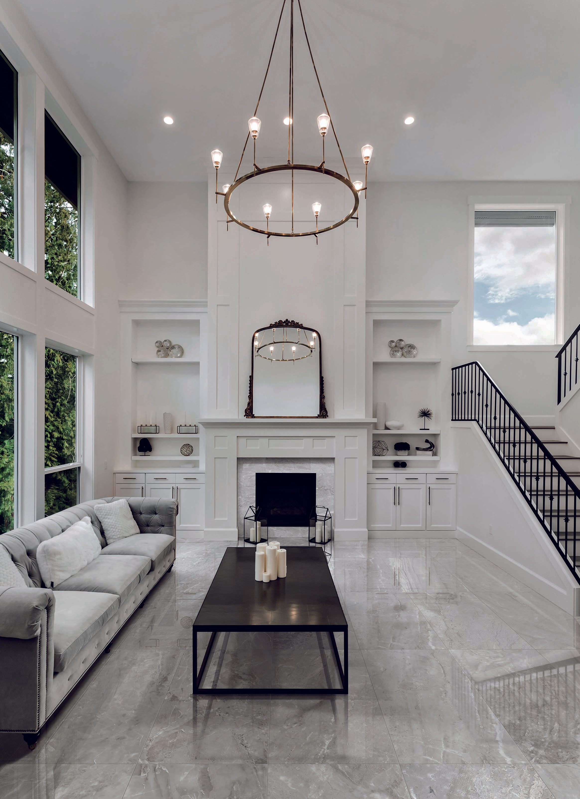 Marbles 24x48 Polished Porcelain Tile in Oniciata Grey