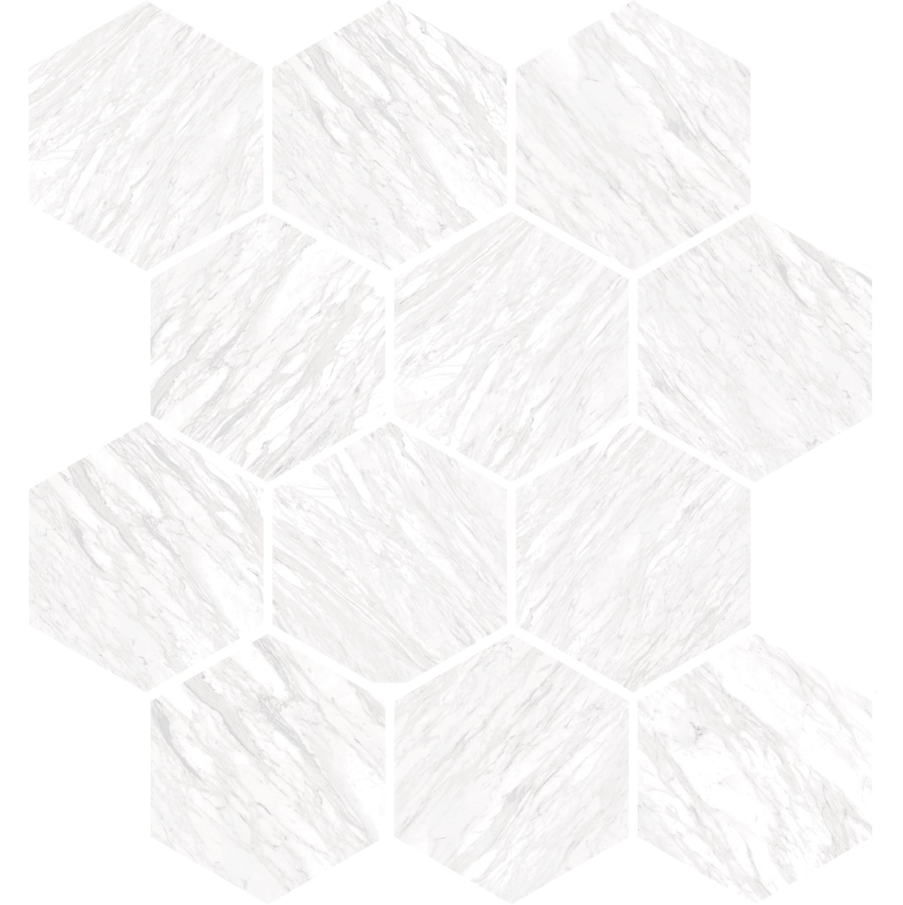 Marbles 3x3 Matte Porcelain Hexagon Mesh Mosaic Tile in Volakas Silk