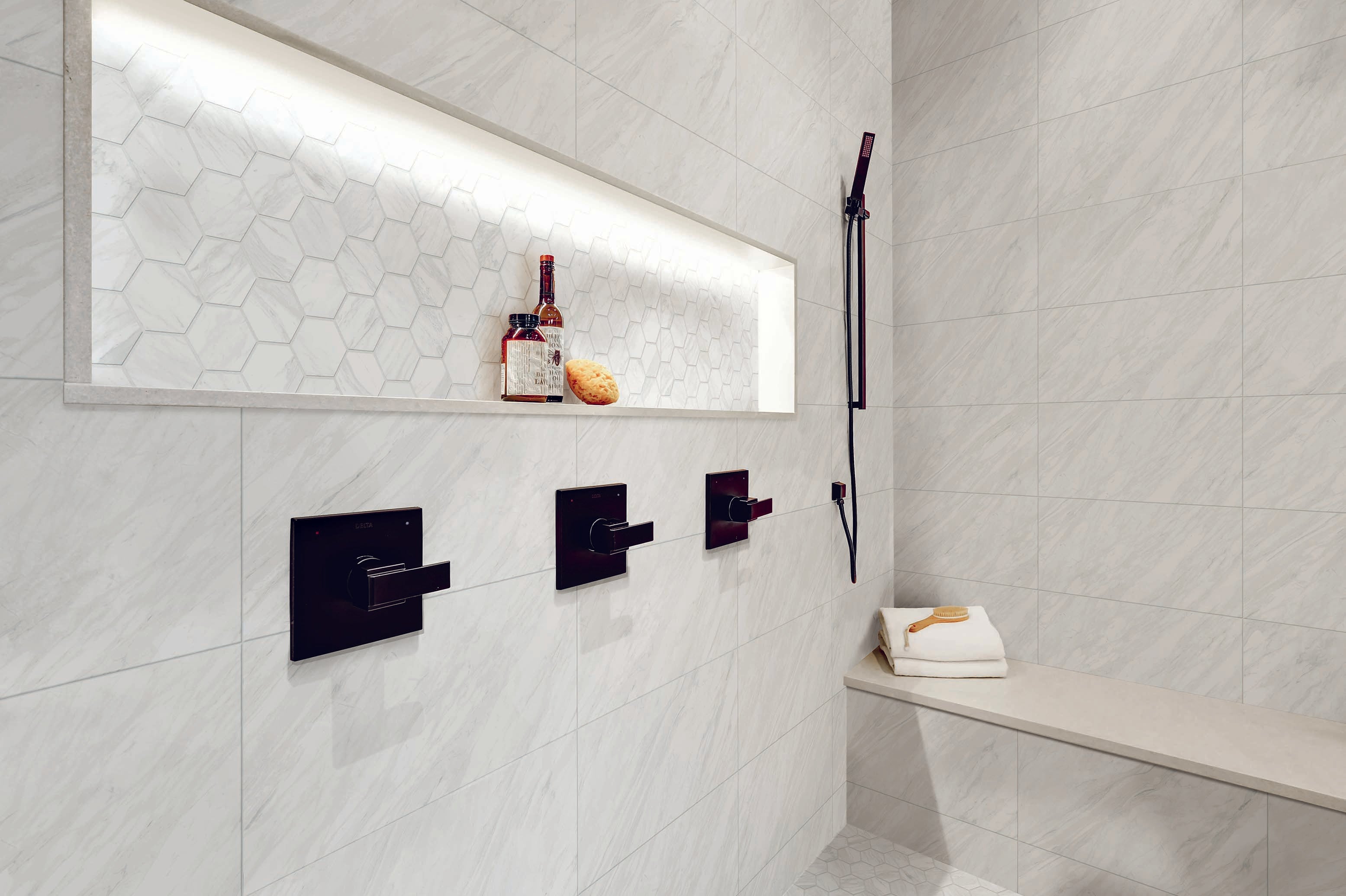 Marbles 12x24 Matte Porcelain Tile in Volakas Silk