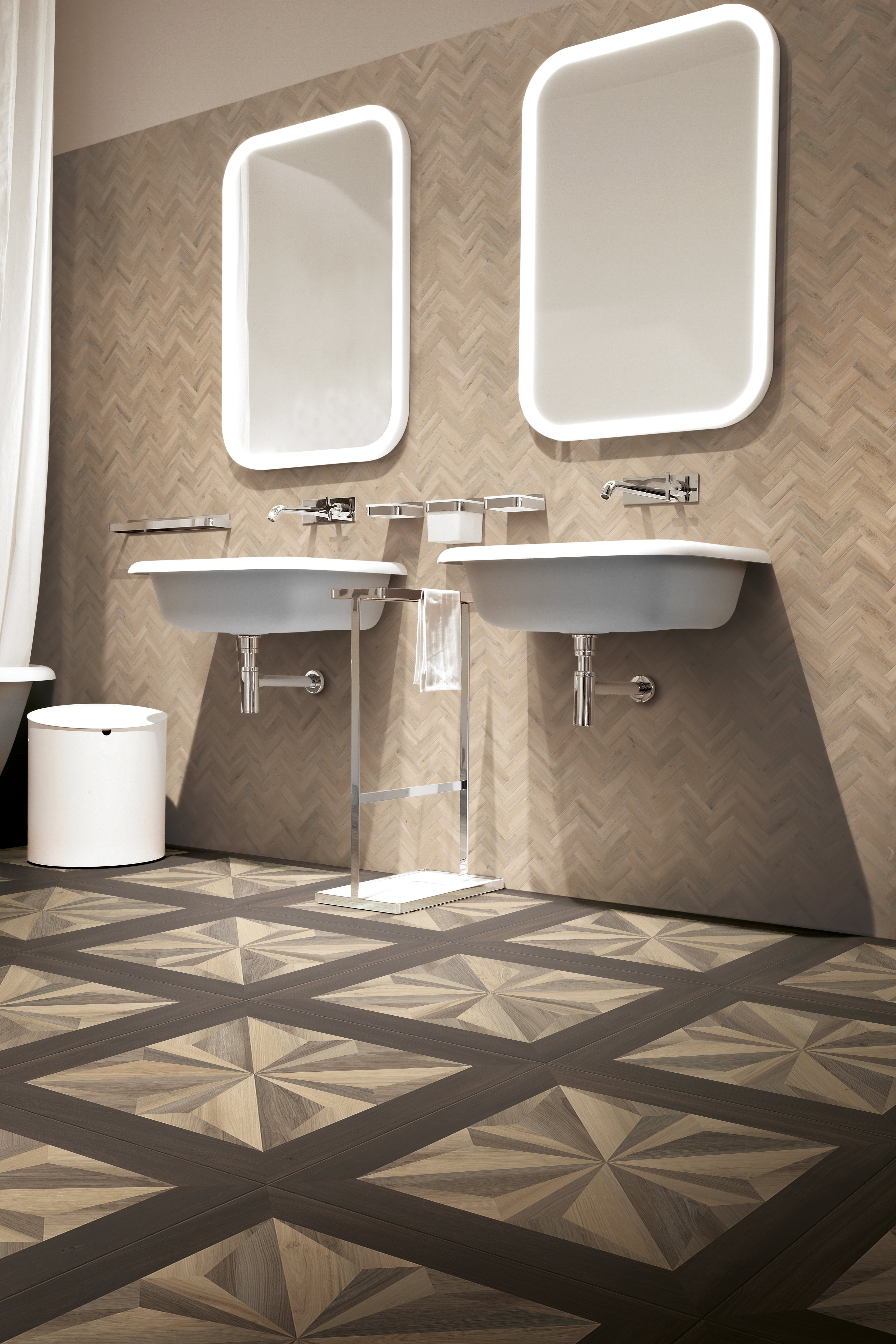 Mood Wood 24x24 Matte Porcelain Cassetone Décor Tile in Honey / Nut