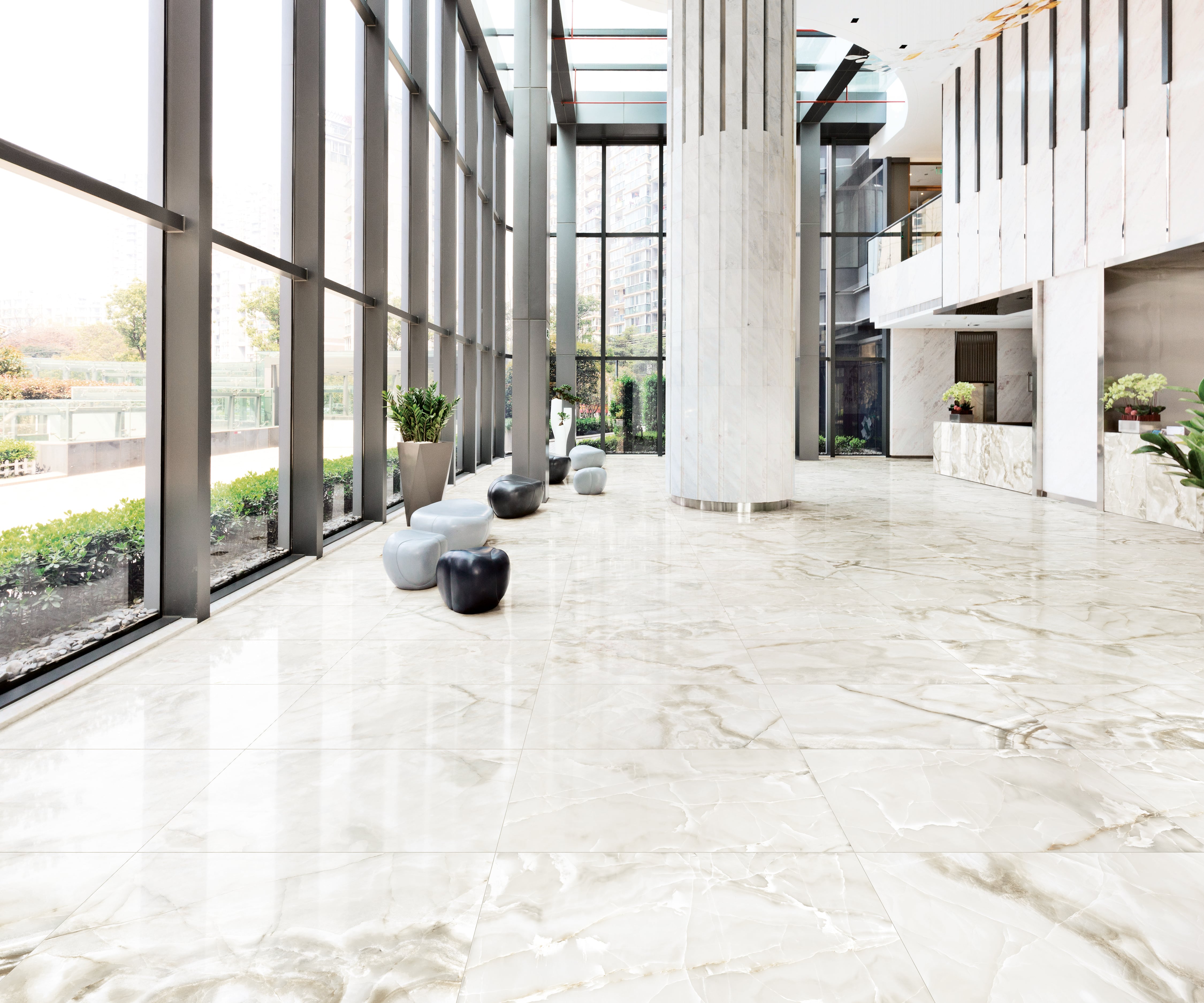 Onyx 24x48 Polished Porcelain Tile in White