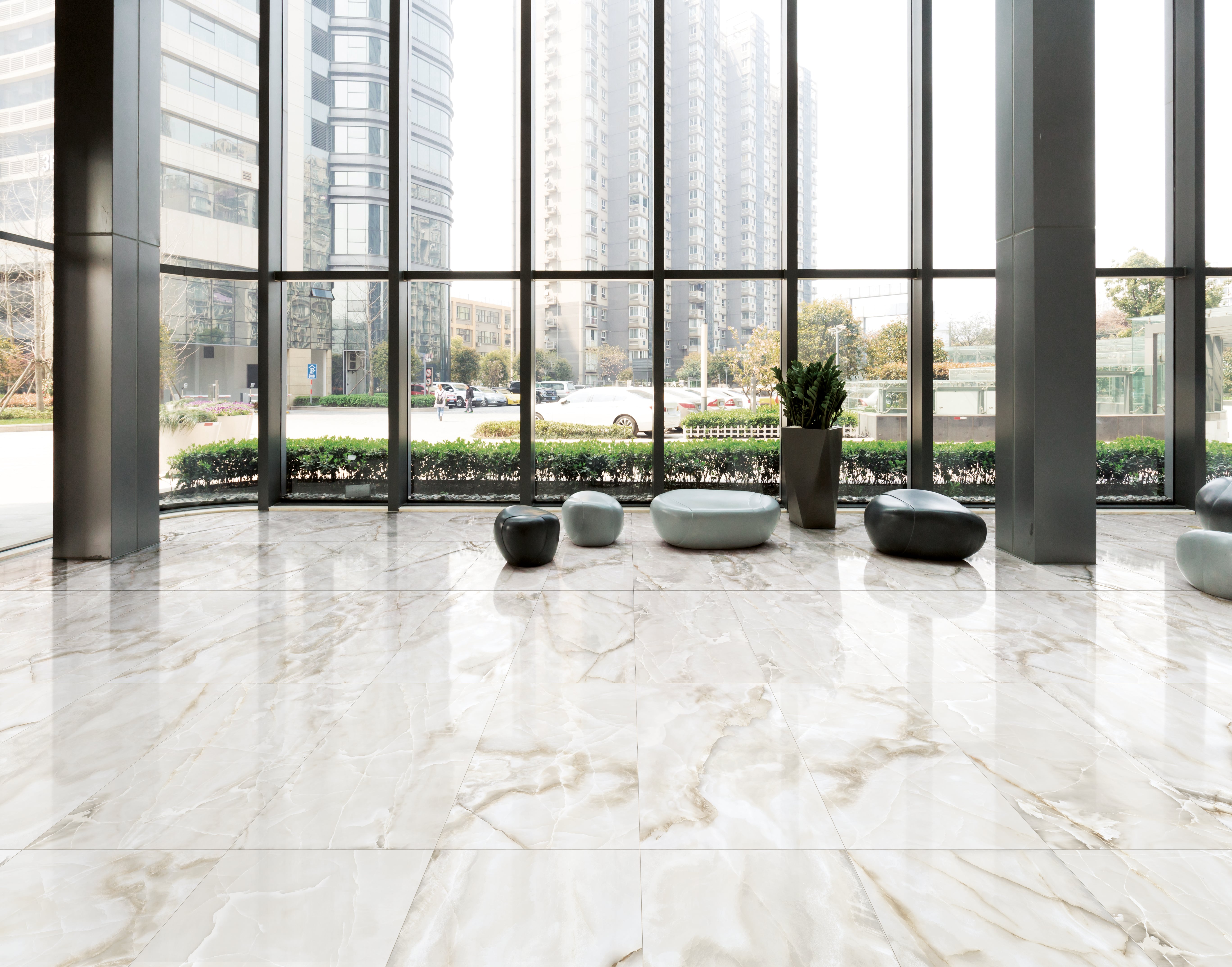 Onyx 24x48 Polished Porcelain Tile in White