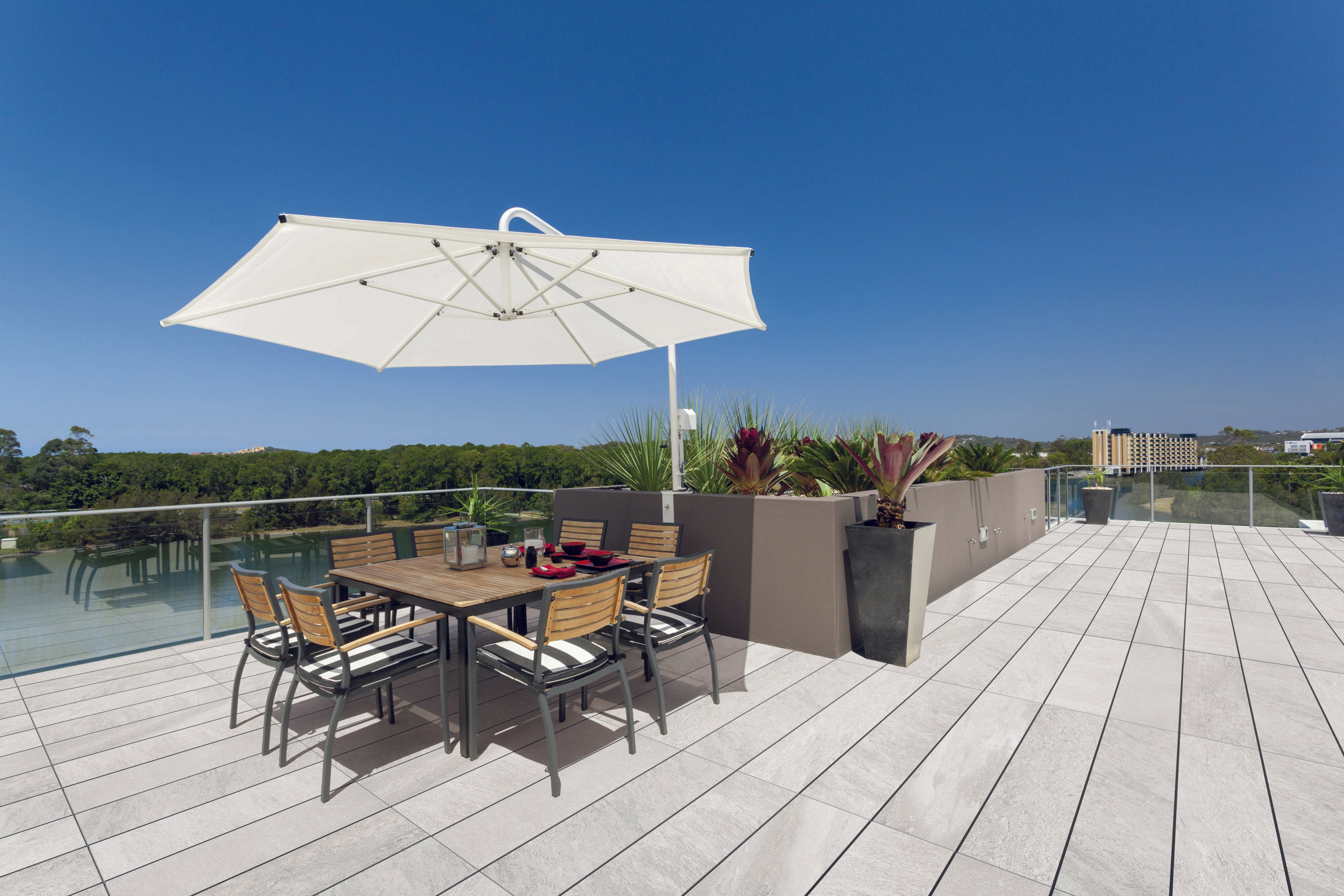 Quartz 12x48 Grip Porcelain 2CM Paver Tile in Extra White