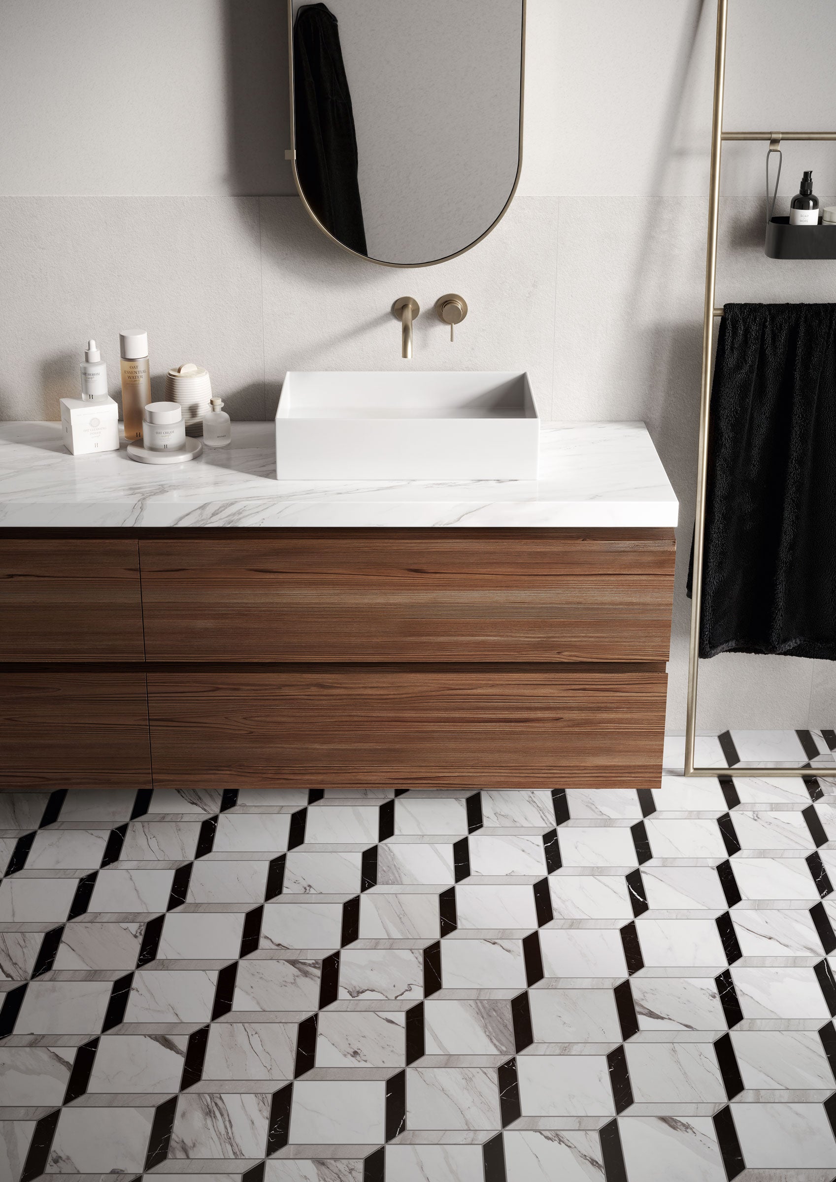 Shapes 15x15 Matte Porcelain Palace Square Mesh Mosaic Tile in White/Grey/Black