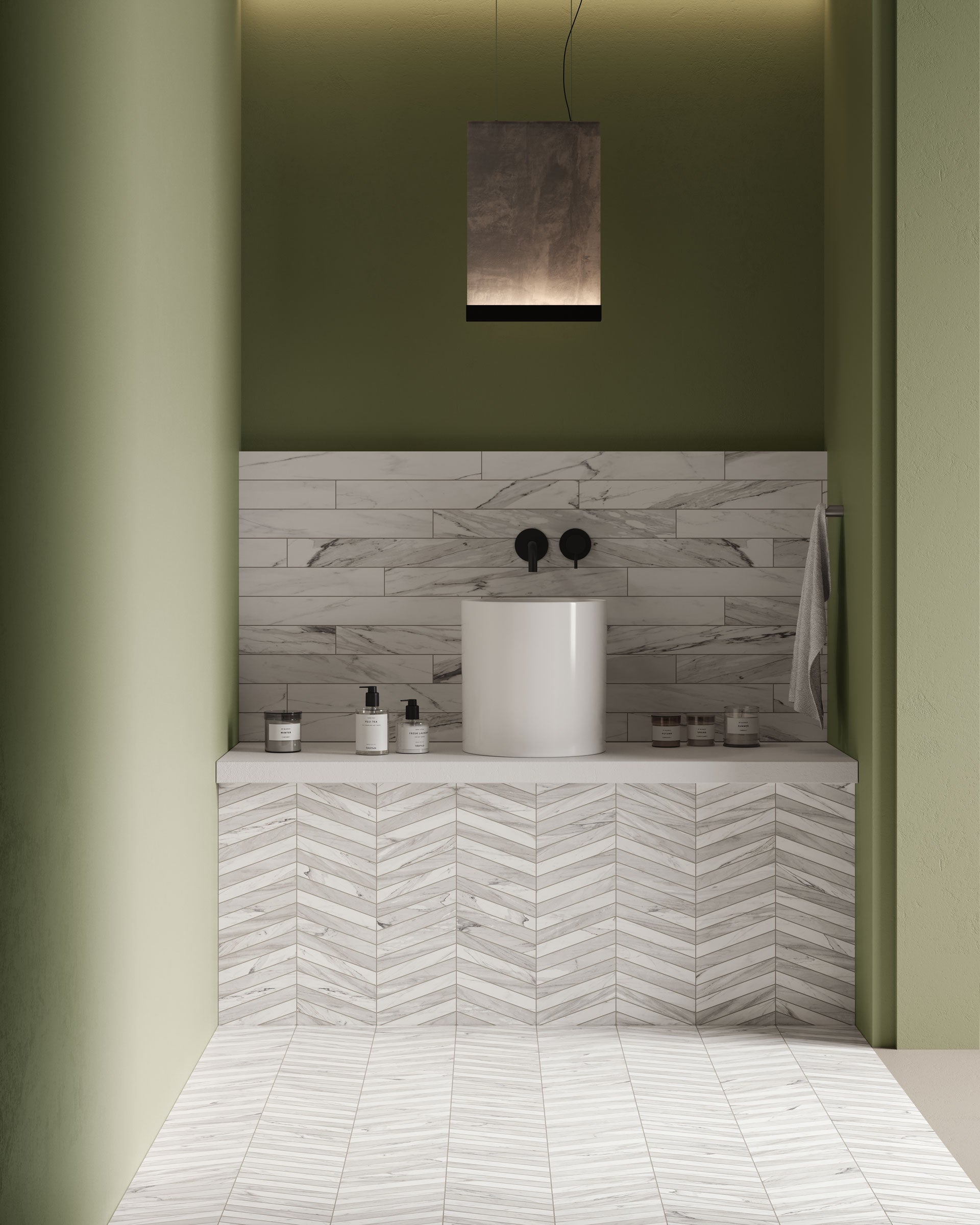 Shapes 10x14 Matte Porcelain Chevron Mesh Mosaic Tile in White/Grey