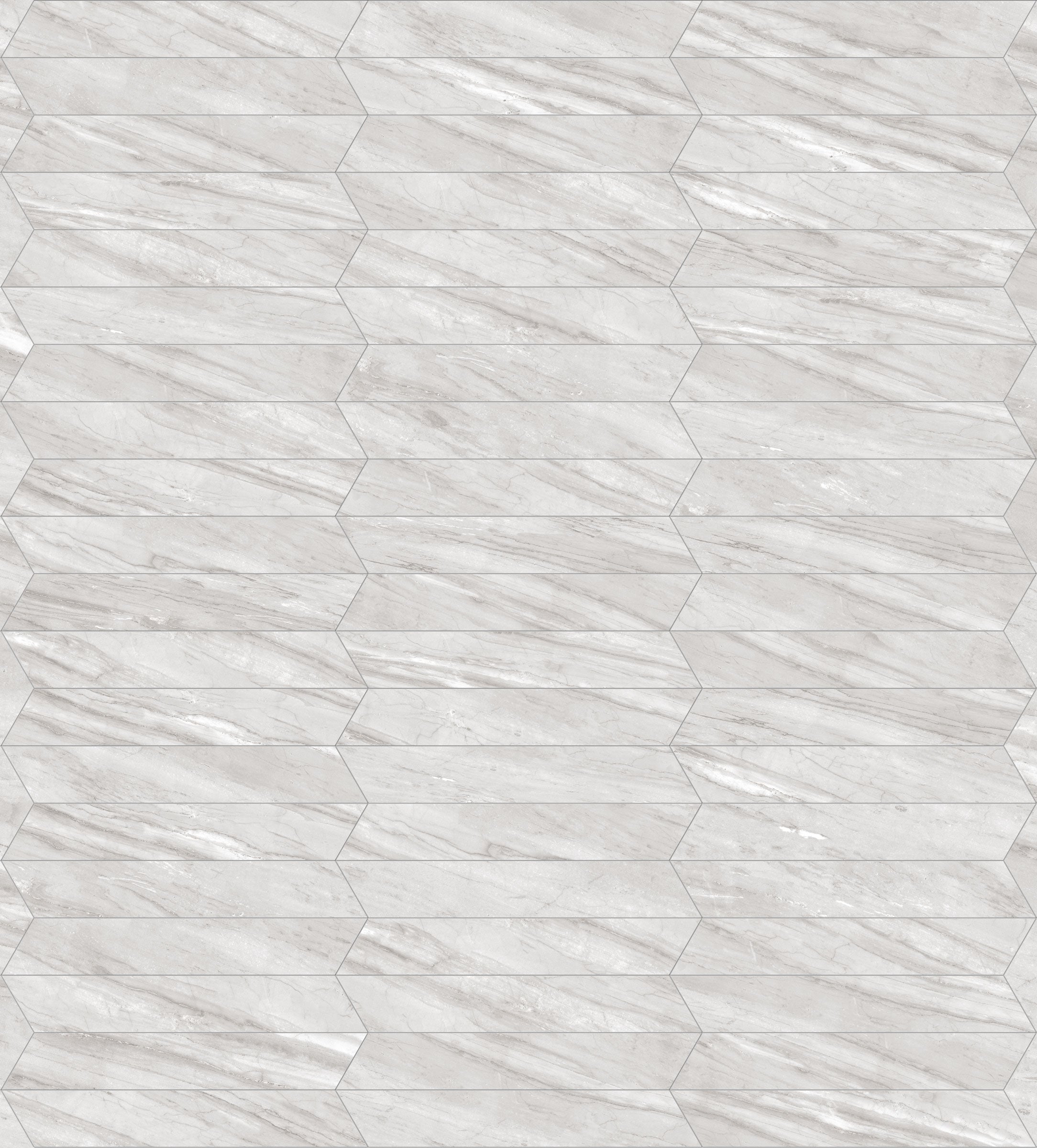 Shapes 4x24 Matte Porcelain Chevron Tile in Alaska Grey A+B