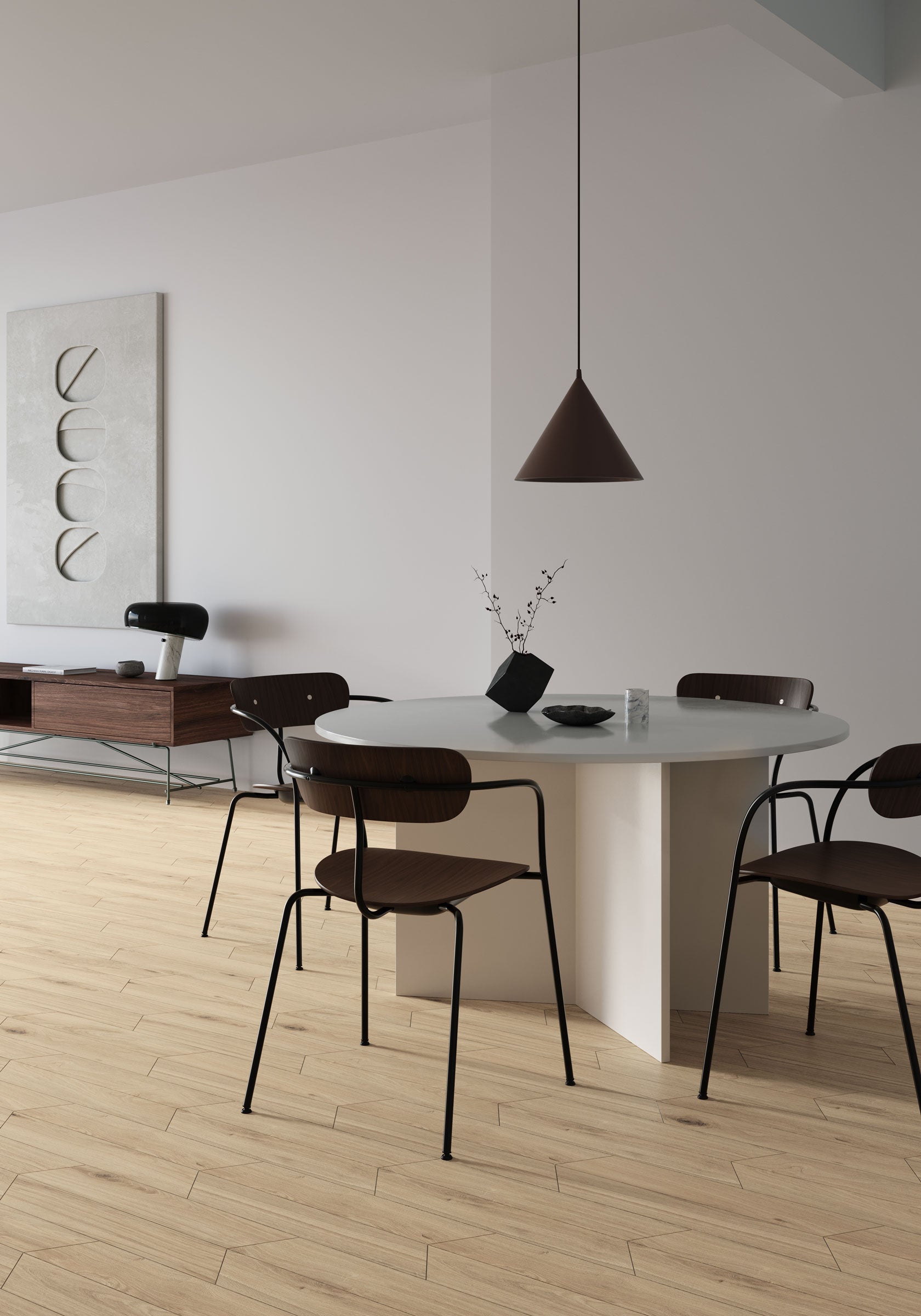 Shapes 4x24 Matte Porcelain Chevron Tile in Birch A+B