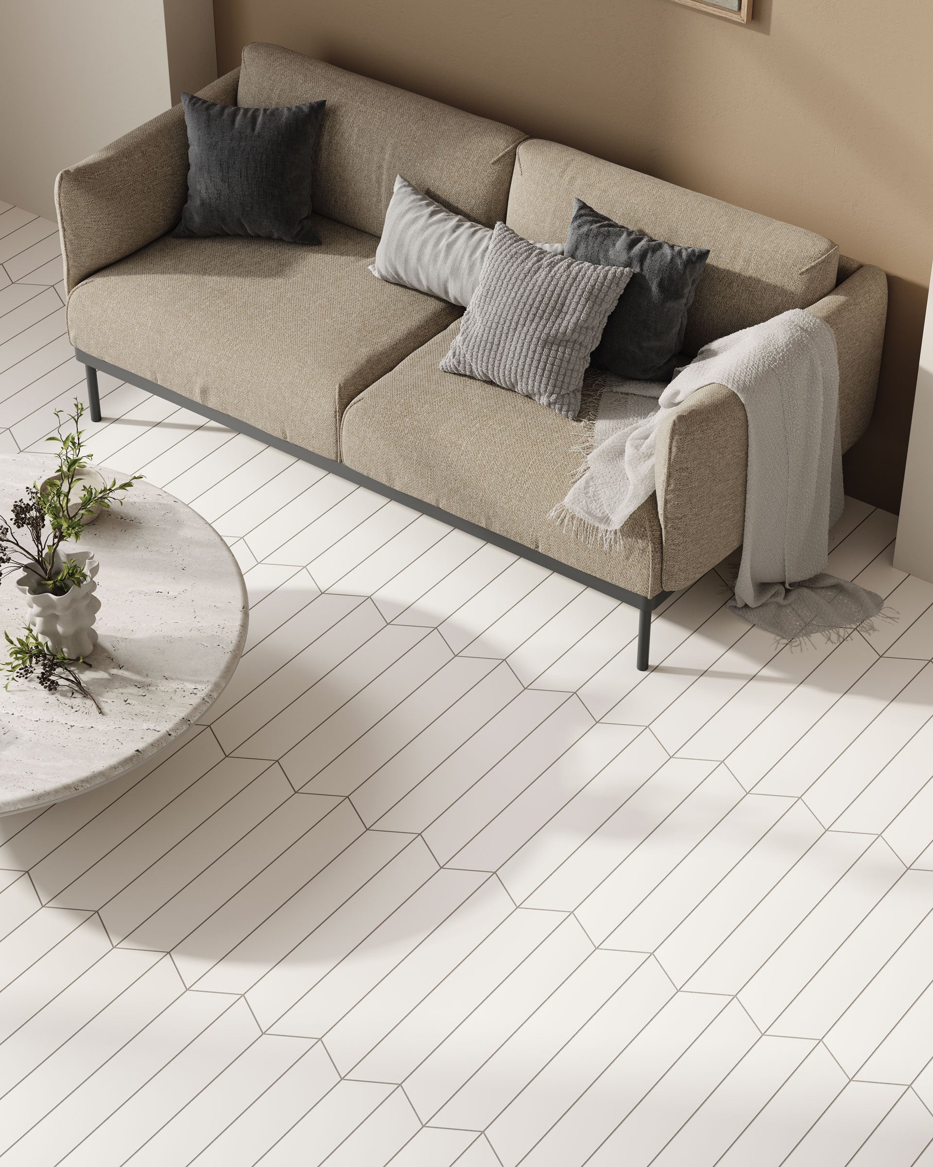 Shapes 4x24 Matte Porcelain Chevron Tile in Brighton A+B