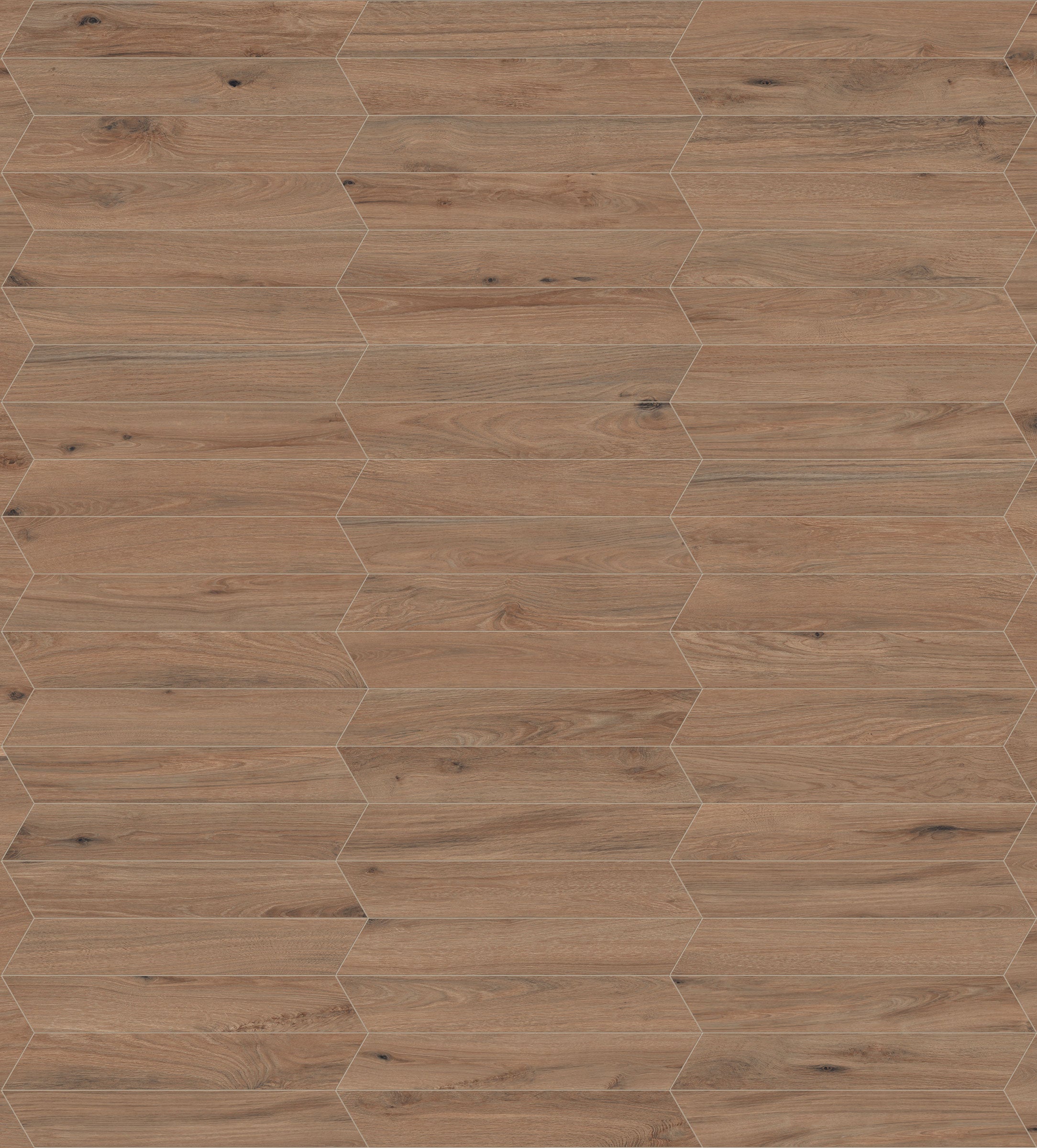 Shapes 4x24 Matte Porcelain Chevron Tile in Chestnut A+B