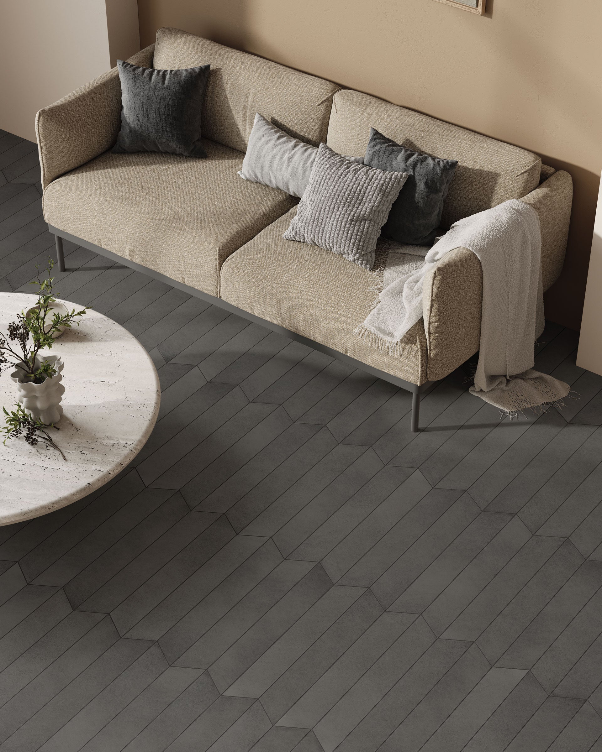 Shapes 4x24 Matte Porcelain Chevron Tile in Metropolis A+B