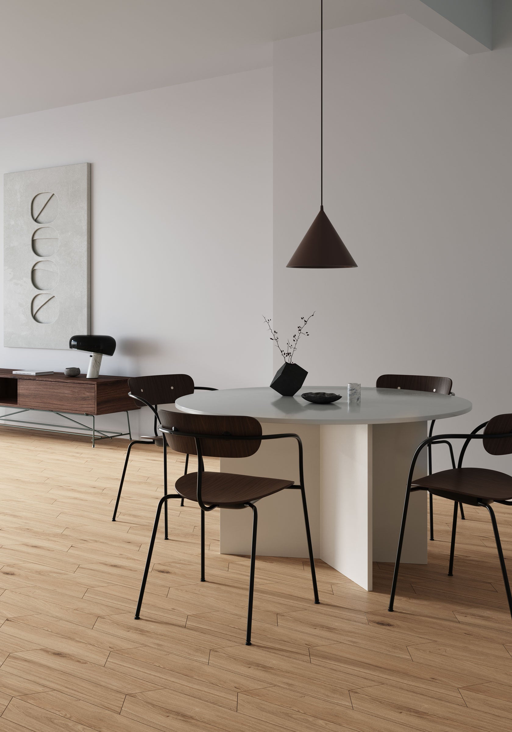 Shapes 4x24 Matte Porcelain Chevron Tile in Pine A+B