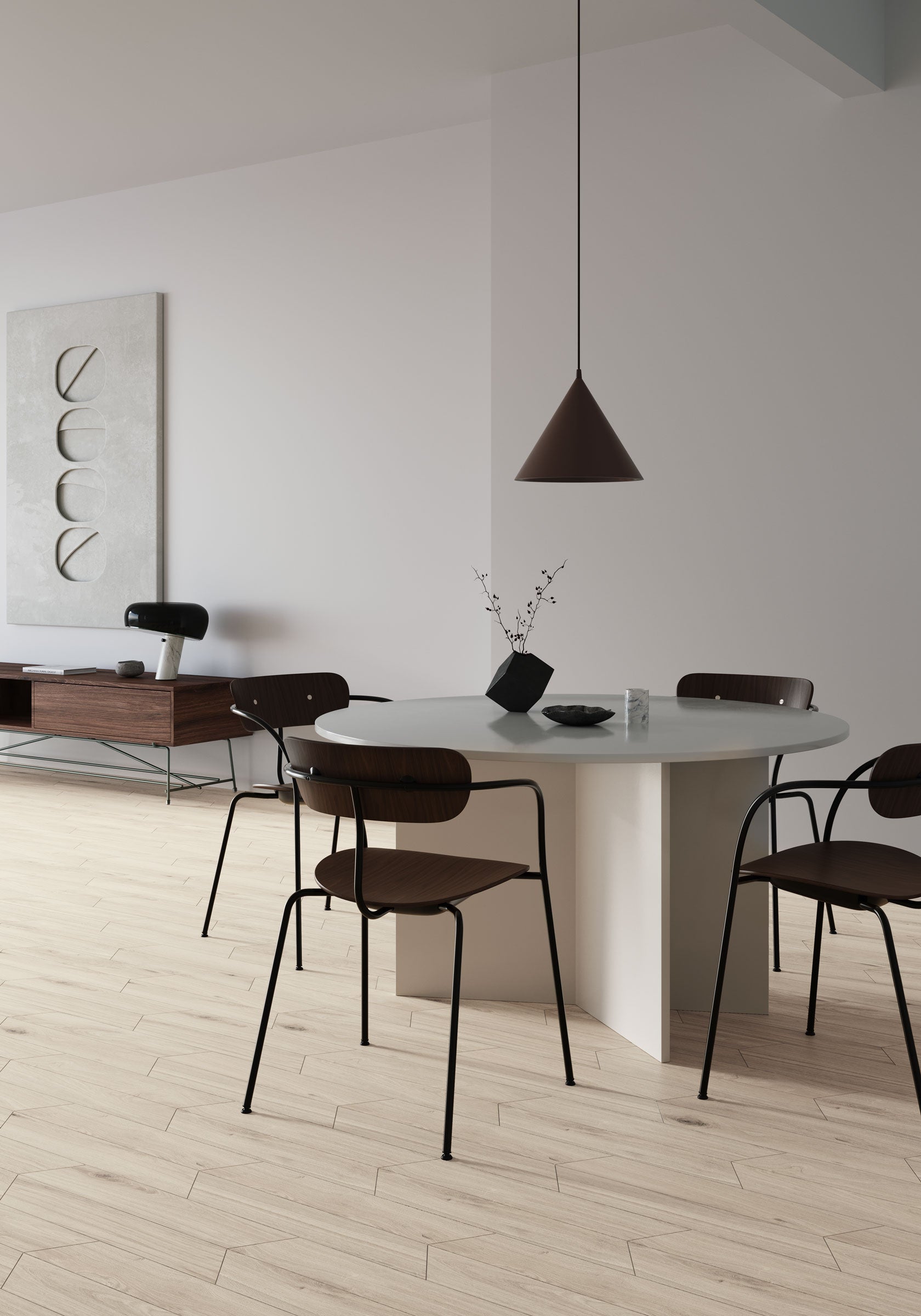 Shapes 4x24 Matte Porcelain Chevron Tile in Poplar A+B