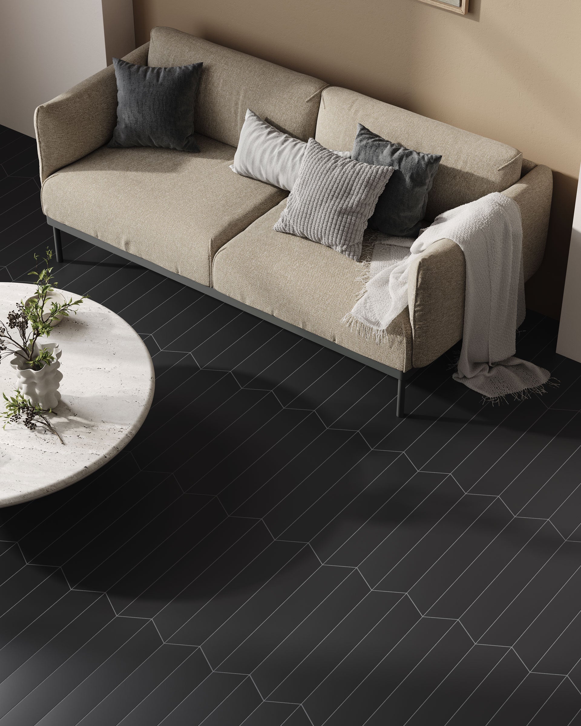 Shapes 4x24 Matte Porcelain Chevron Tile in Soho A+B