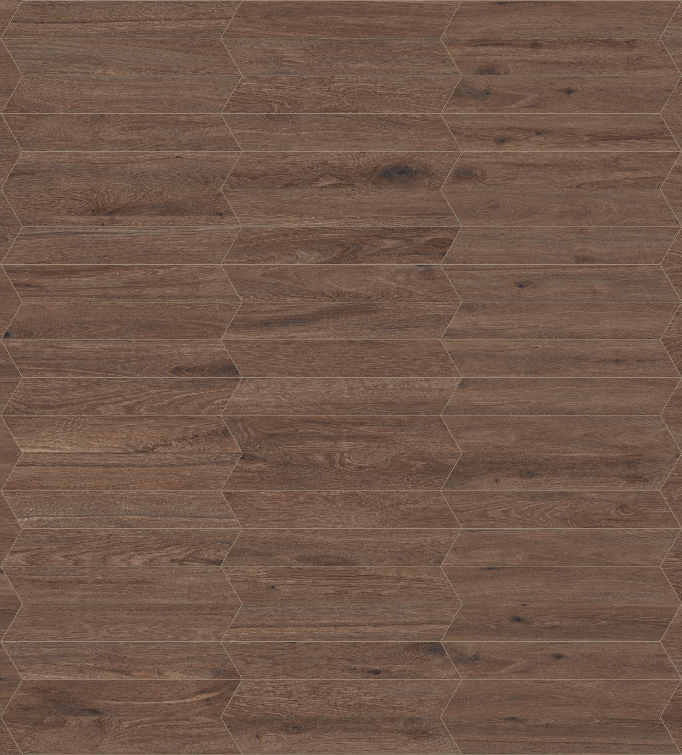 Shapes 4x24 Matte Porcelain Chevron Tile in Teak A+B